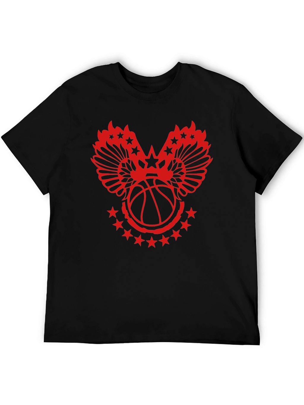 Red Basketball Wings Star Graphic T-Shirt