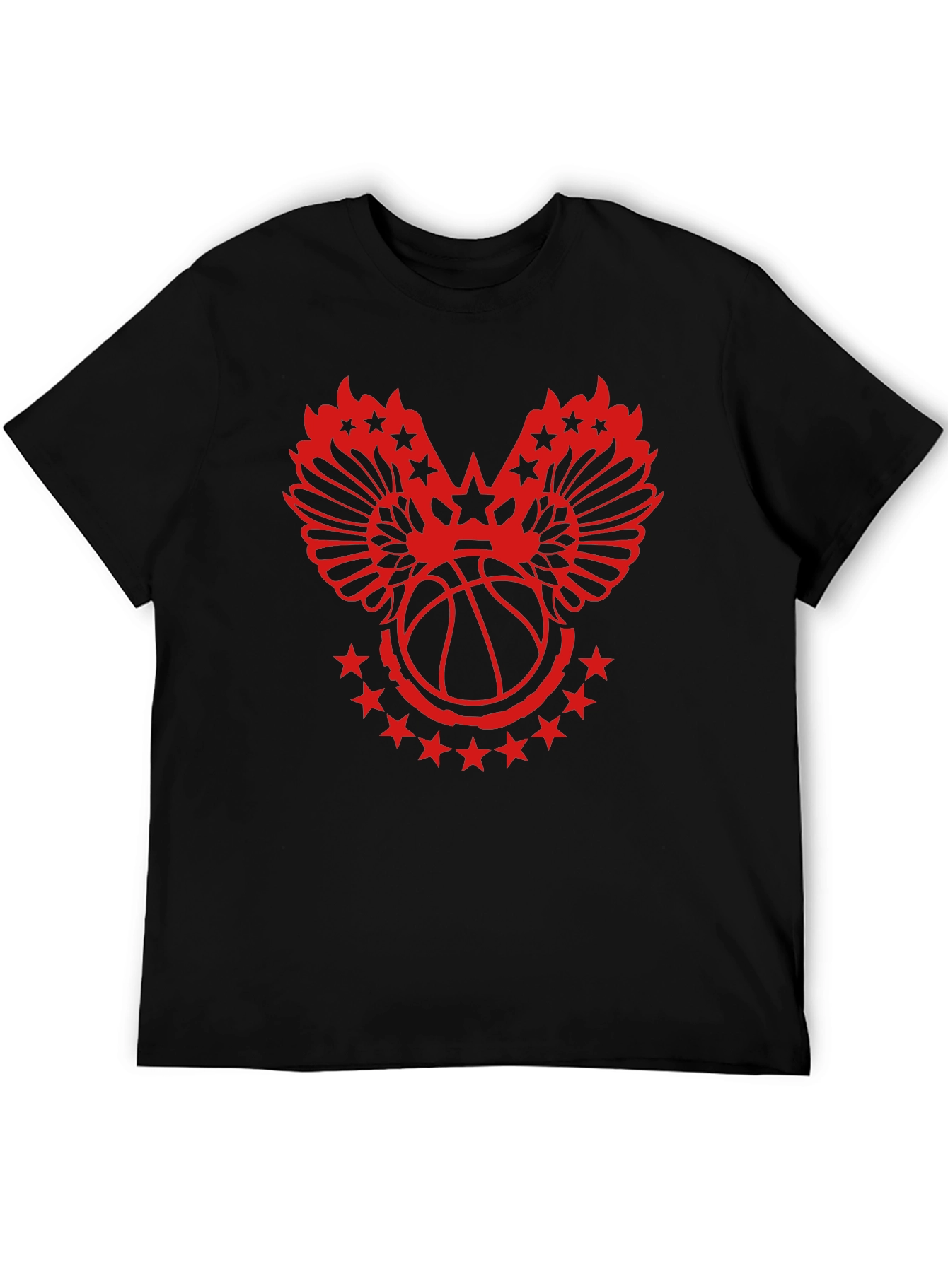 Red Basketball Wings Star Graphic T-Shirt