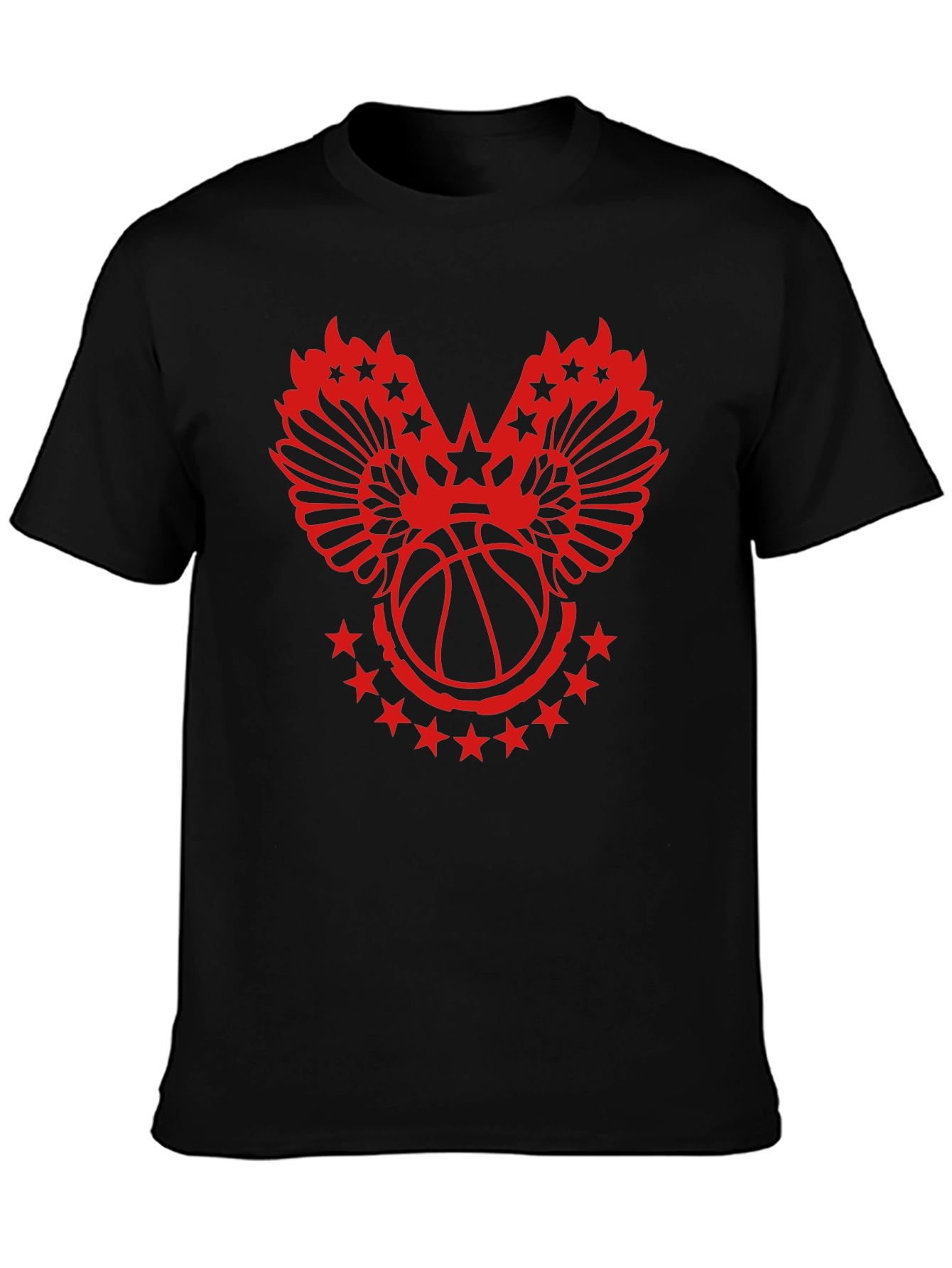 Red Basketball Wings Star Graphic T-Shirt