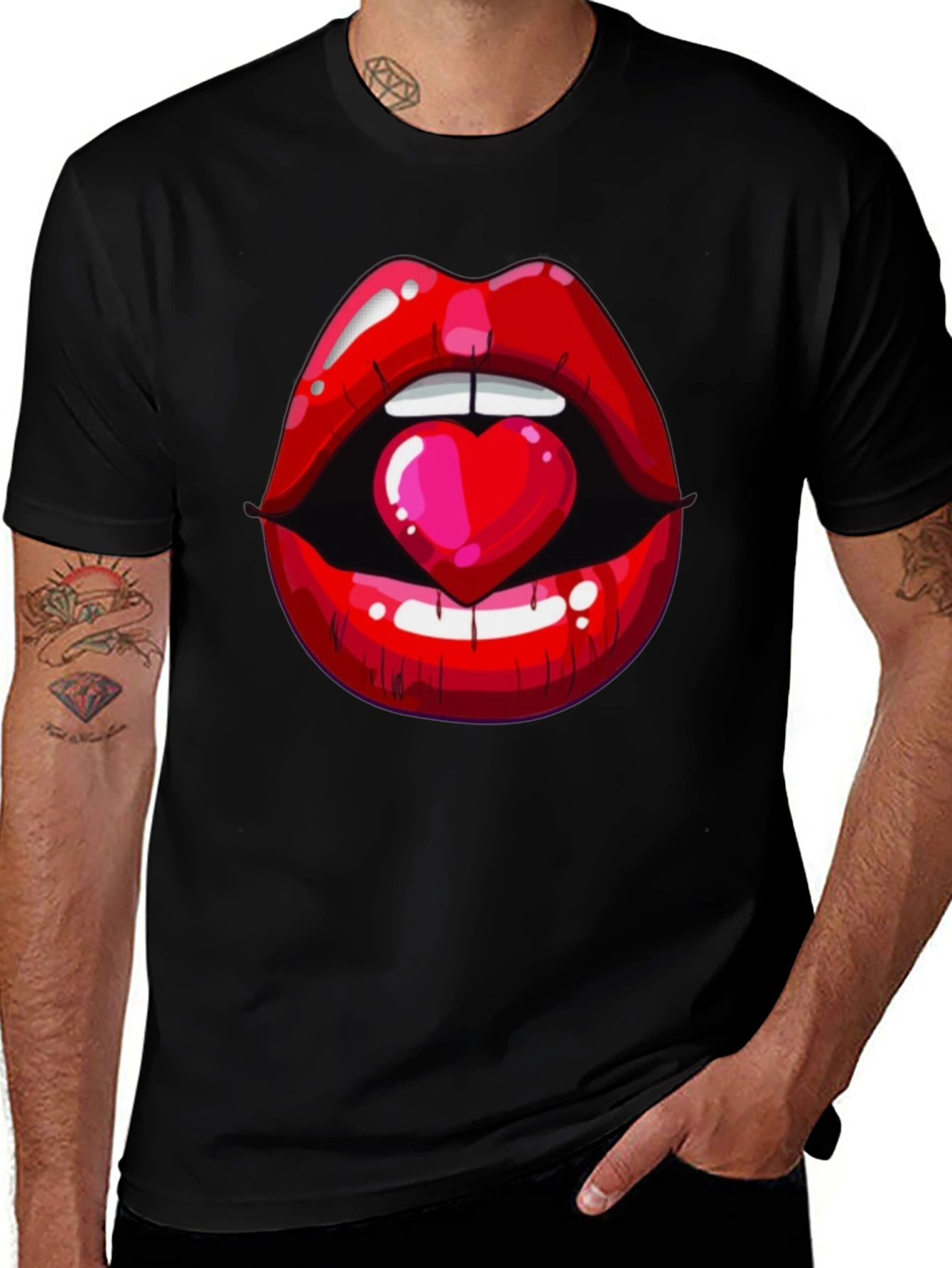Lips and Heart Graphic Tee
