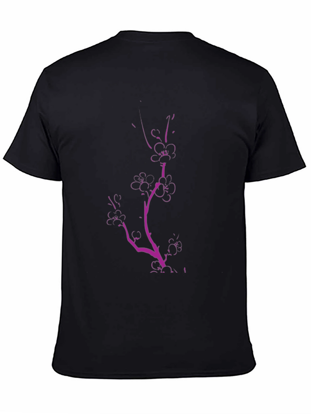 Black Tee with Pink Floral Branch