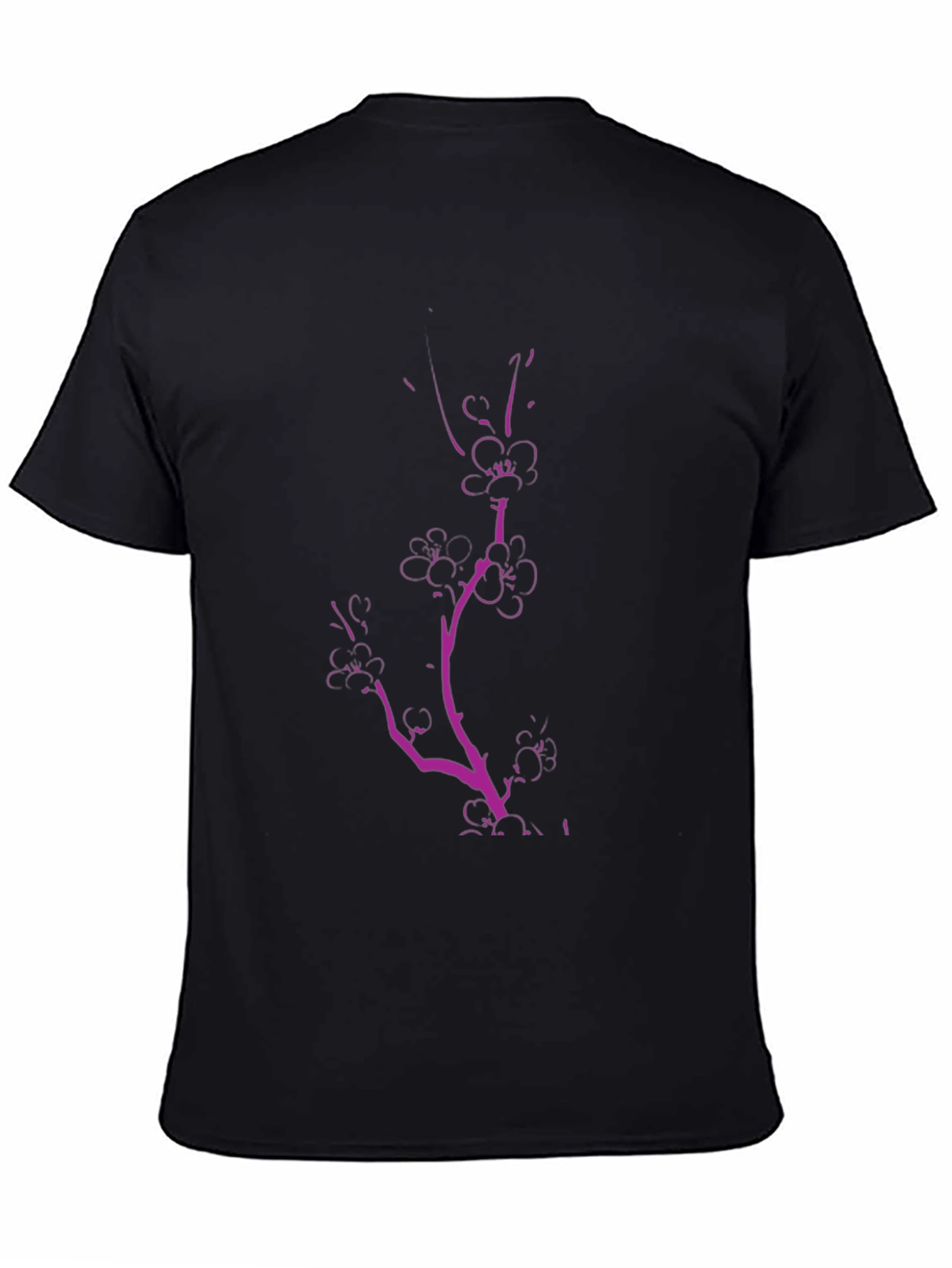 Black Tee with Pink Floral Branch