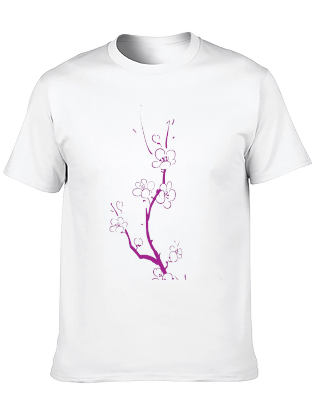 Black Tee with Pink Floral Branch