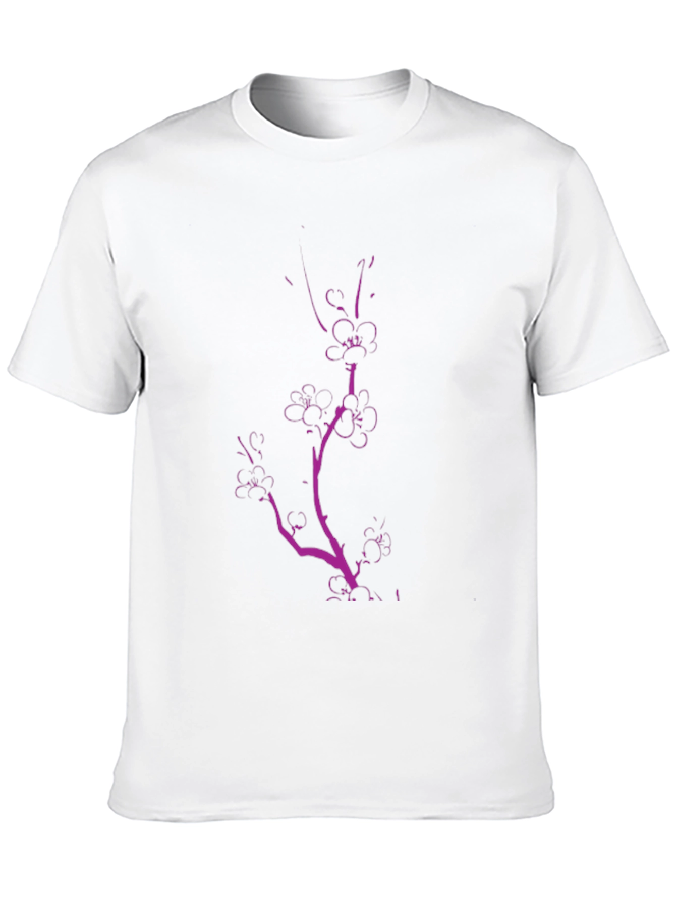 Black Tee with Pink Floral Branch