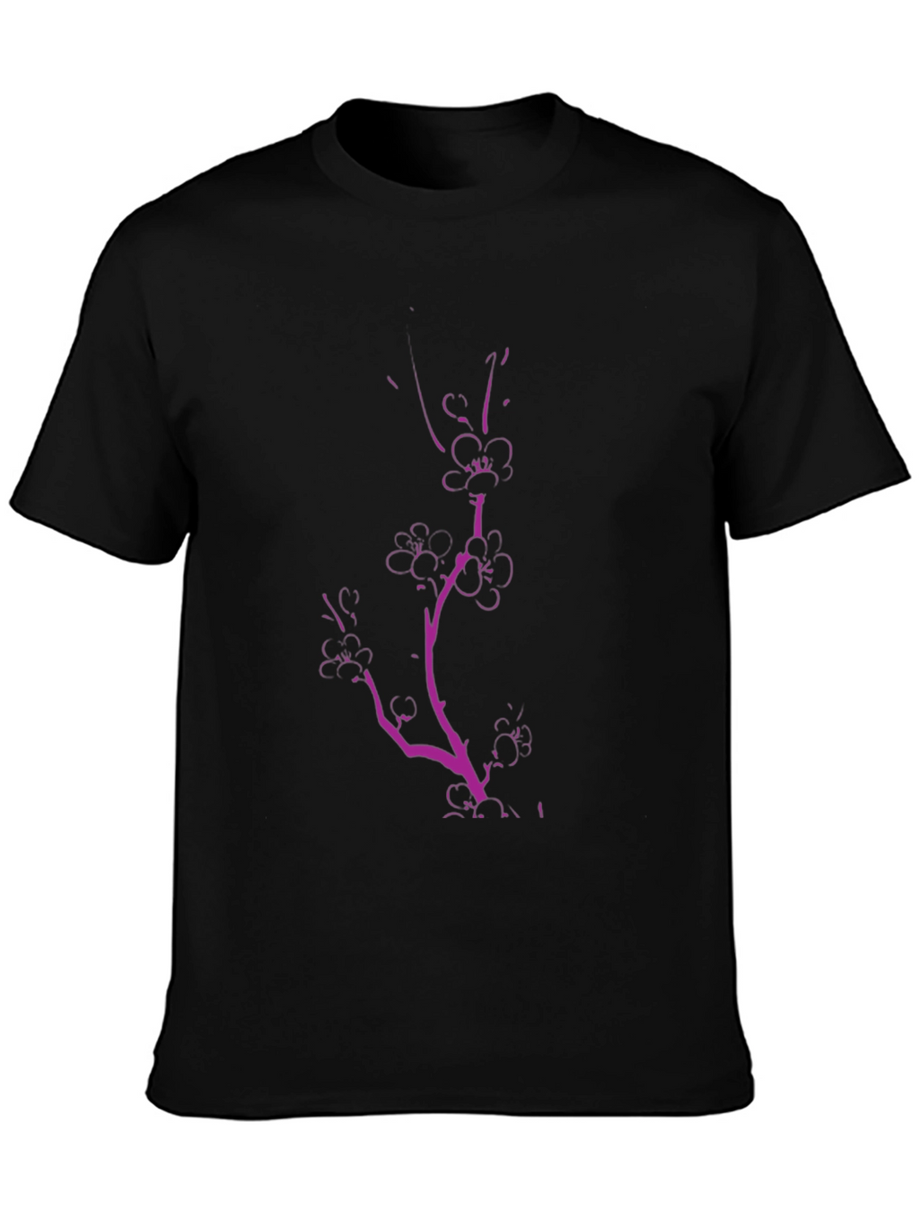 Black Tee with Pink Floral Branch