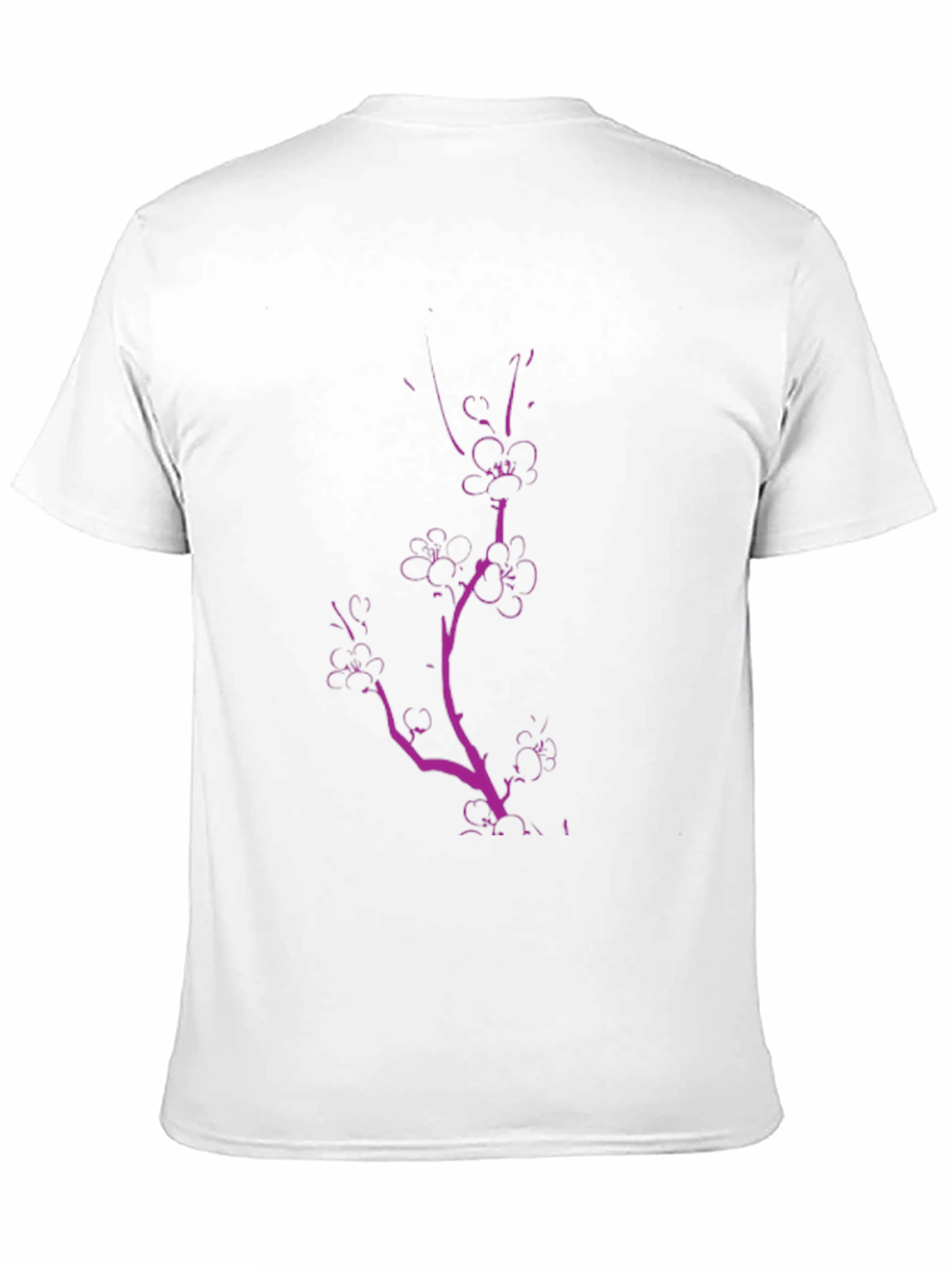 Black Tee with Pink Floral Branch