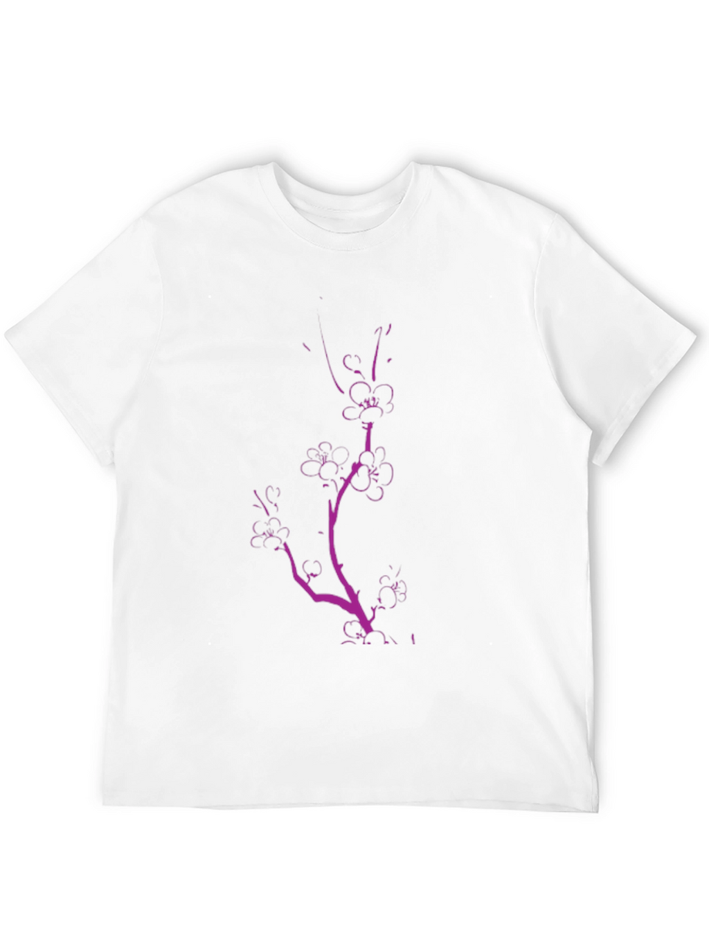 Black Tee with Pink Floral Branch