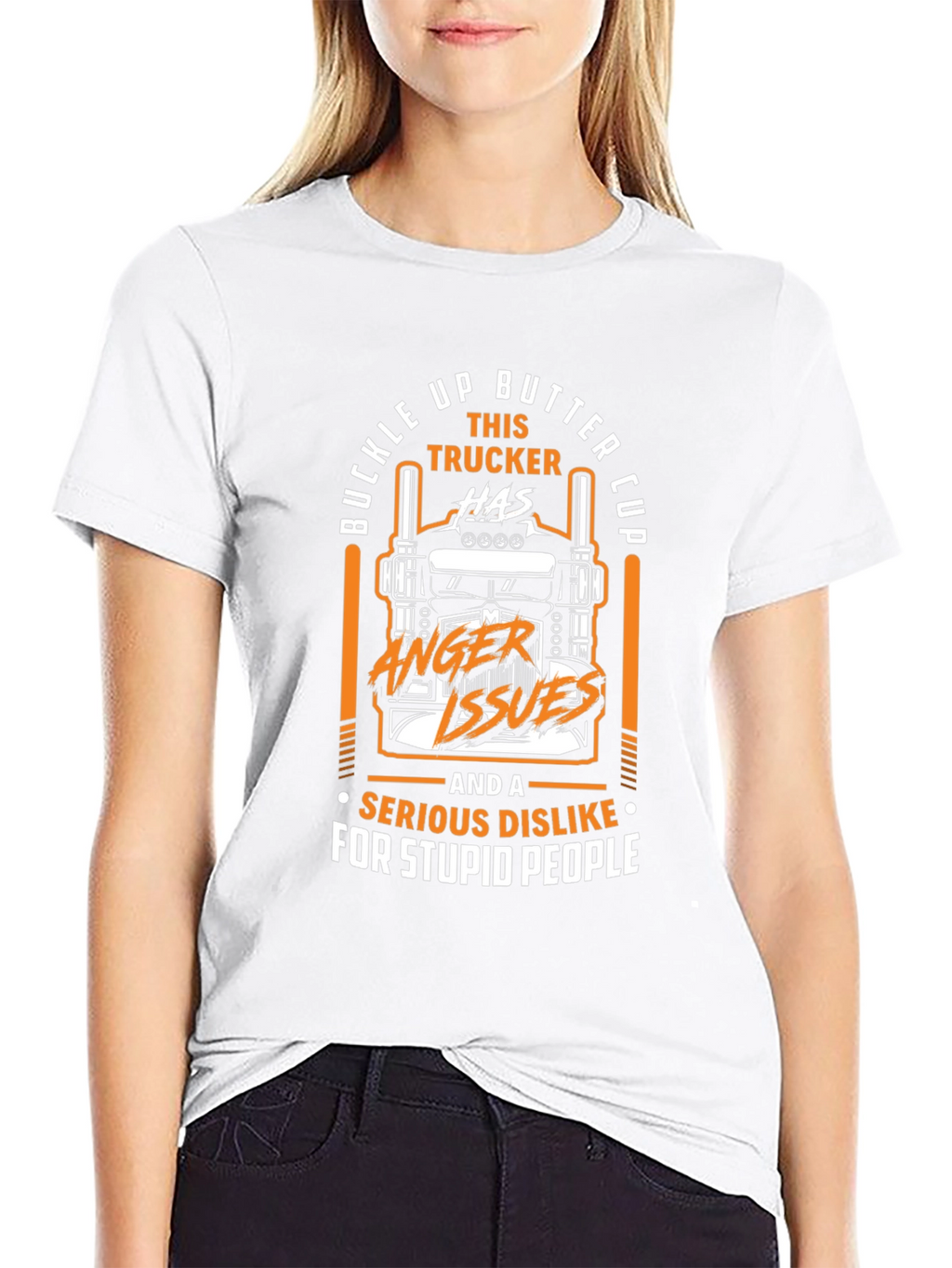Buckle Up Trucker Humor Graphic T-Shirt