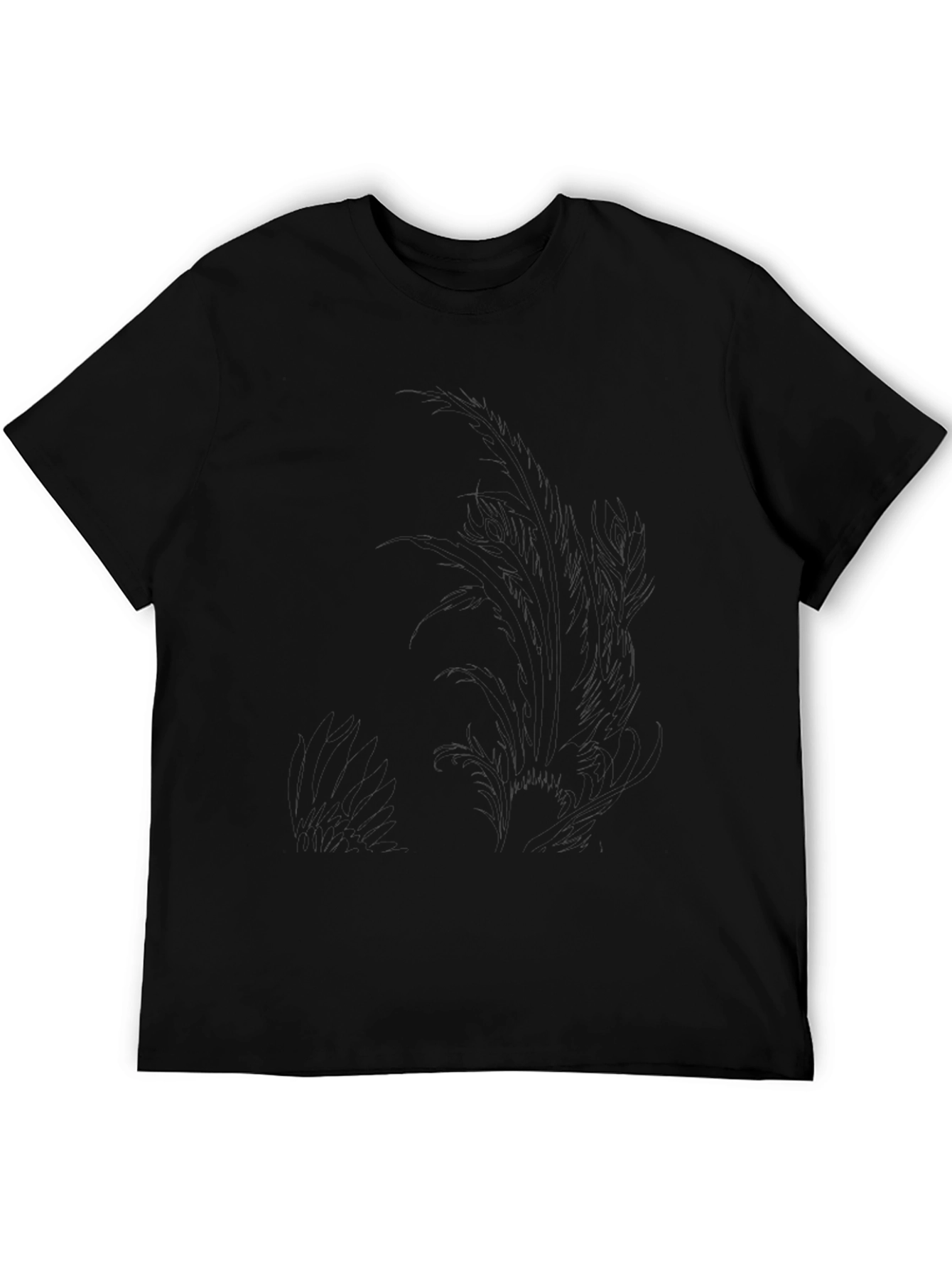 Mens Black Crew Neck Graphic T-Shirt