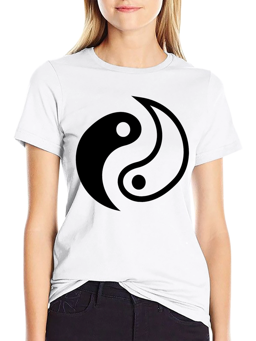 Yin Yang Graphic Print Black T-Shirt