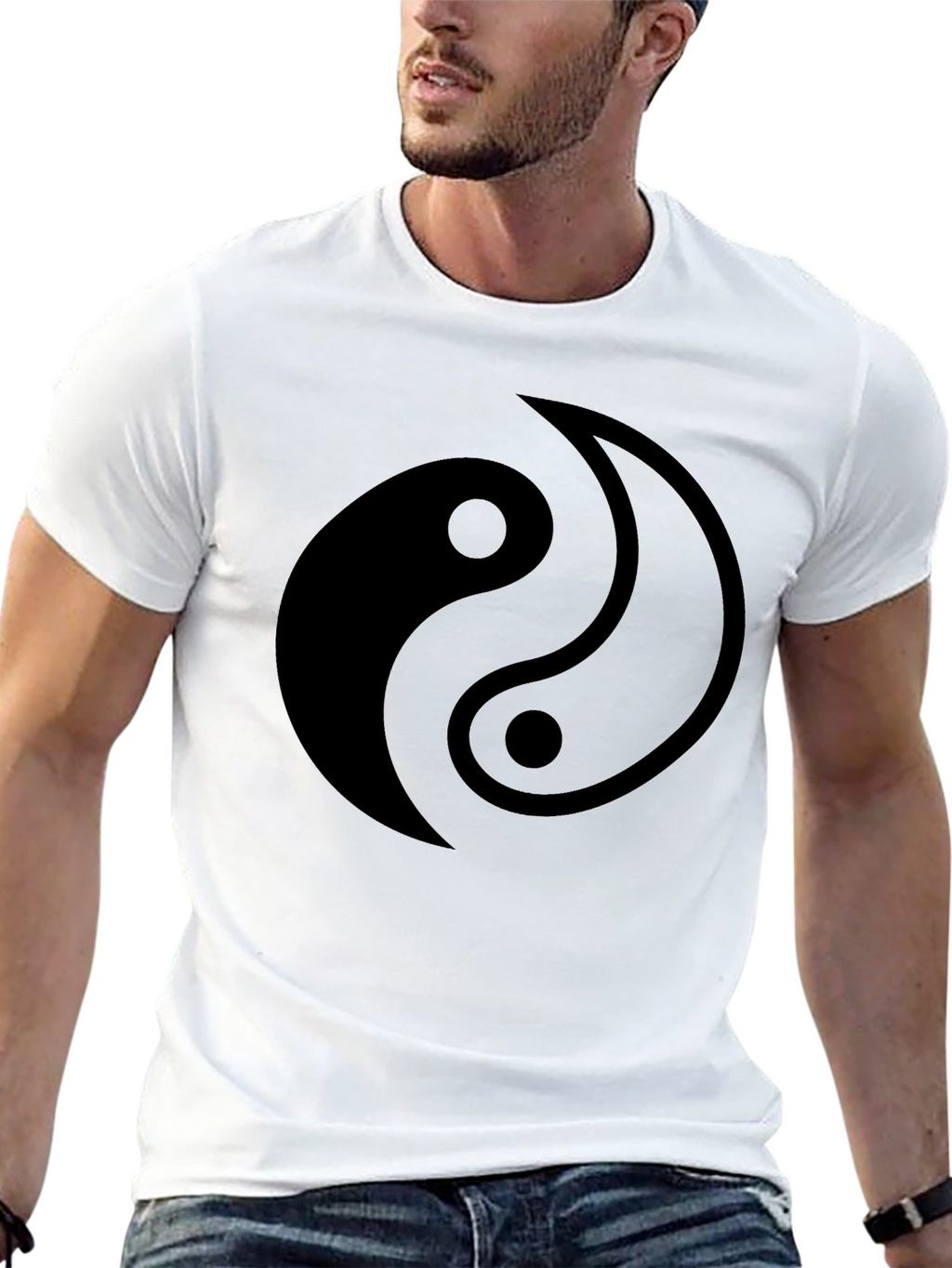 Yin Yang Graphic Print Black T-Shirt