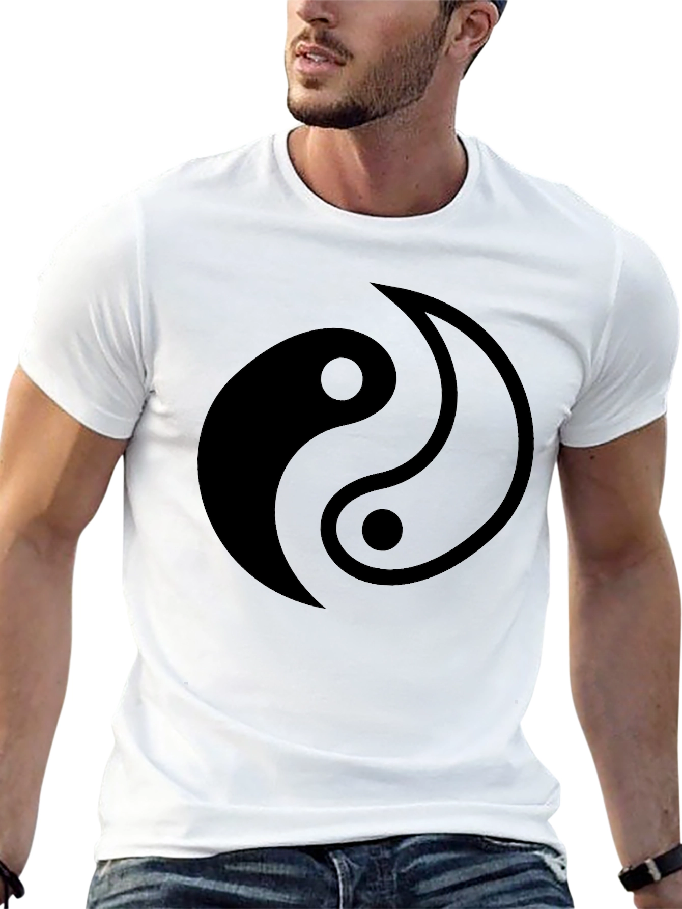 Yin Yang Graphic Print Black T-Shirt