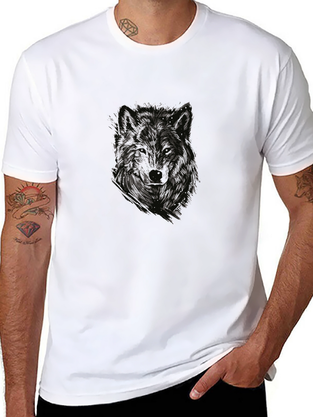 Wolf Graphic Tee - Mens Black T-Shirt