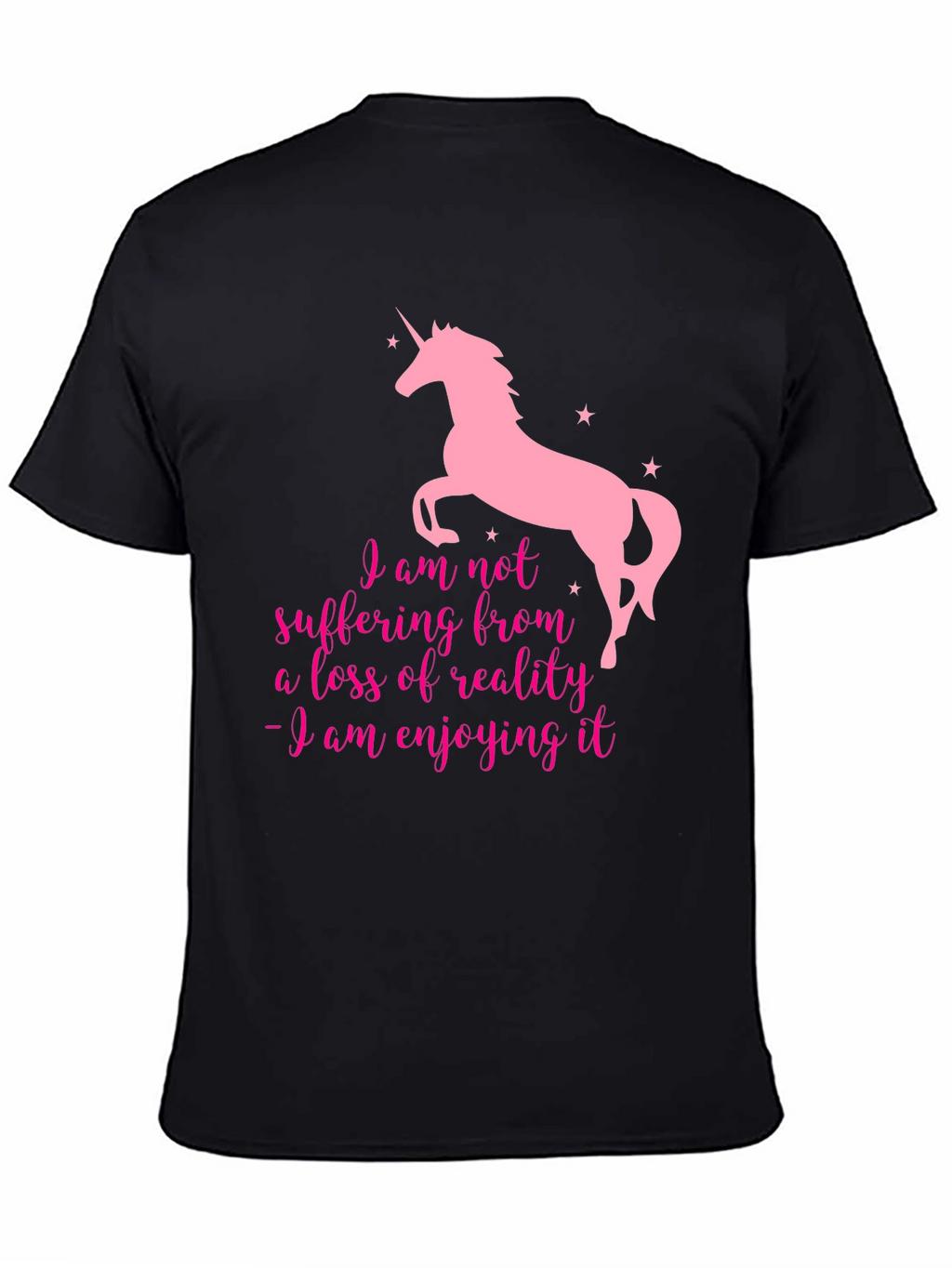 Unicorn Enjoying Reality Black T-Shirt