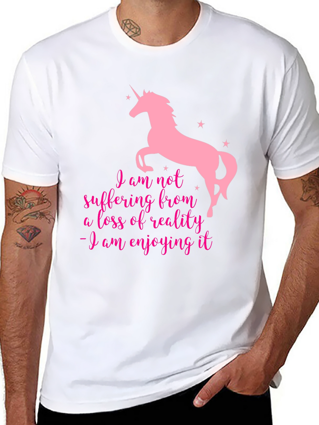 Unicorn Enjoying Reality Black T-Shirt