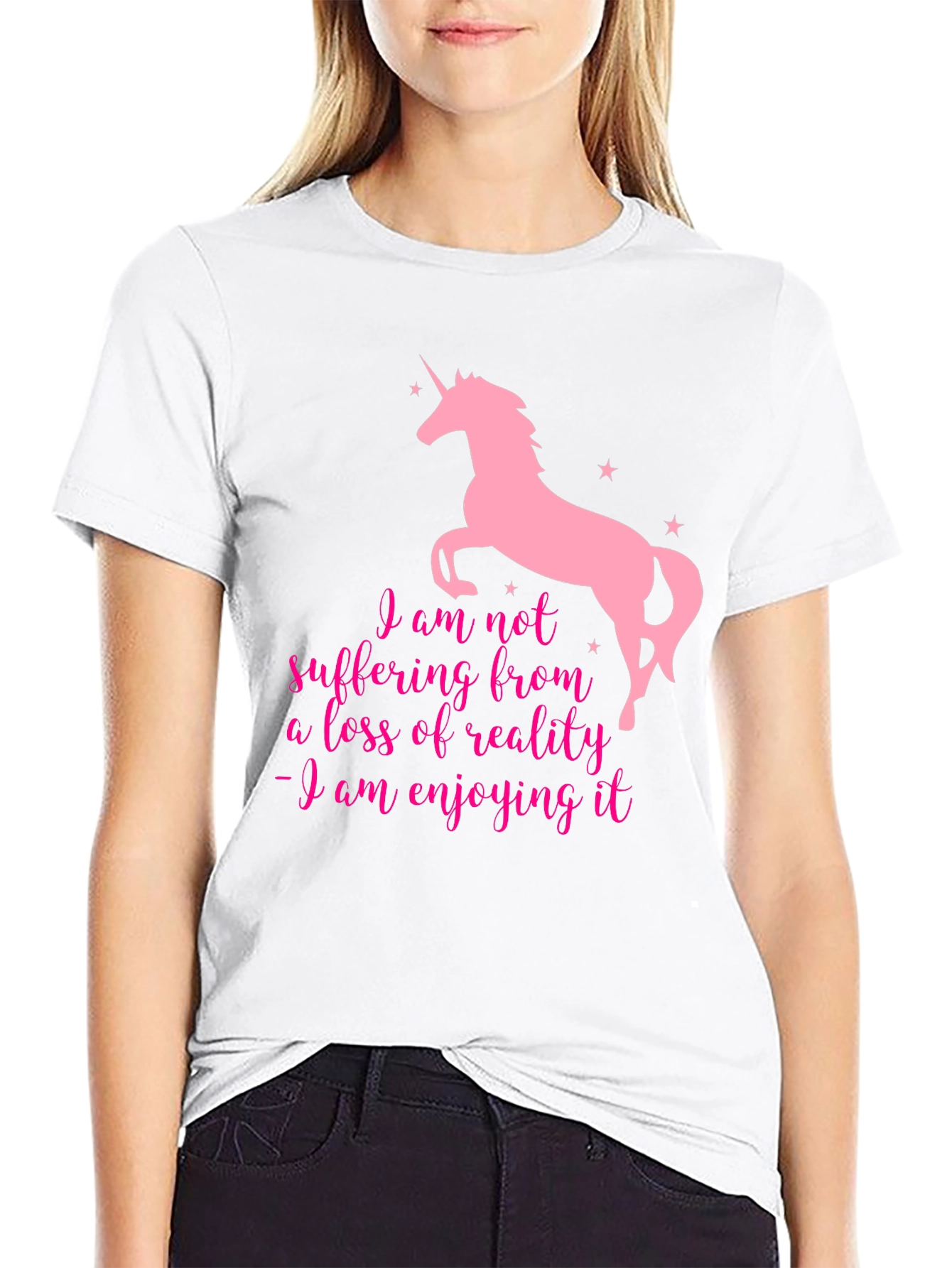 Unicorn Enjoying Reality Black T-Shirt