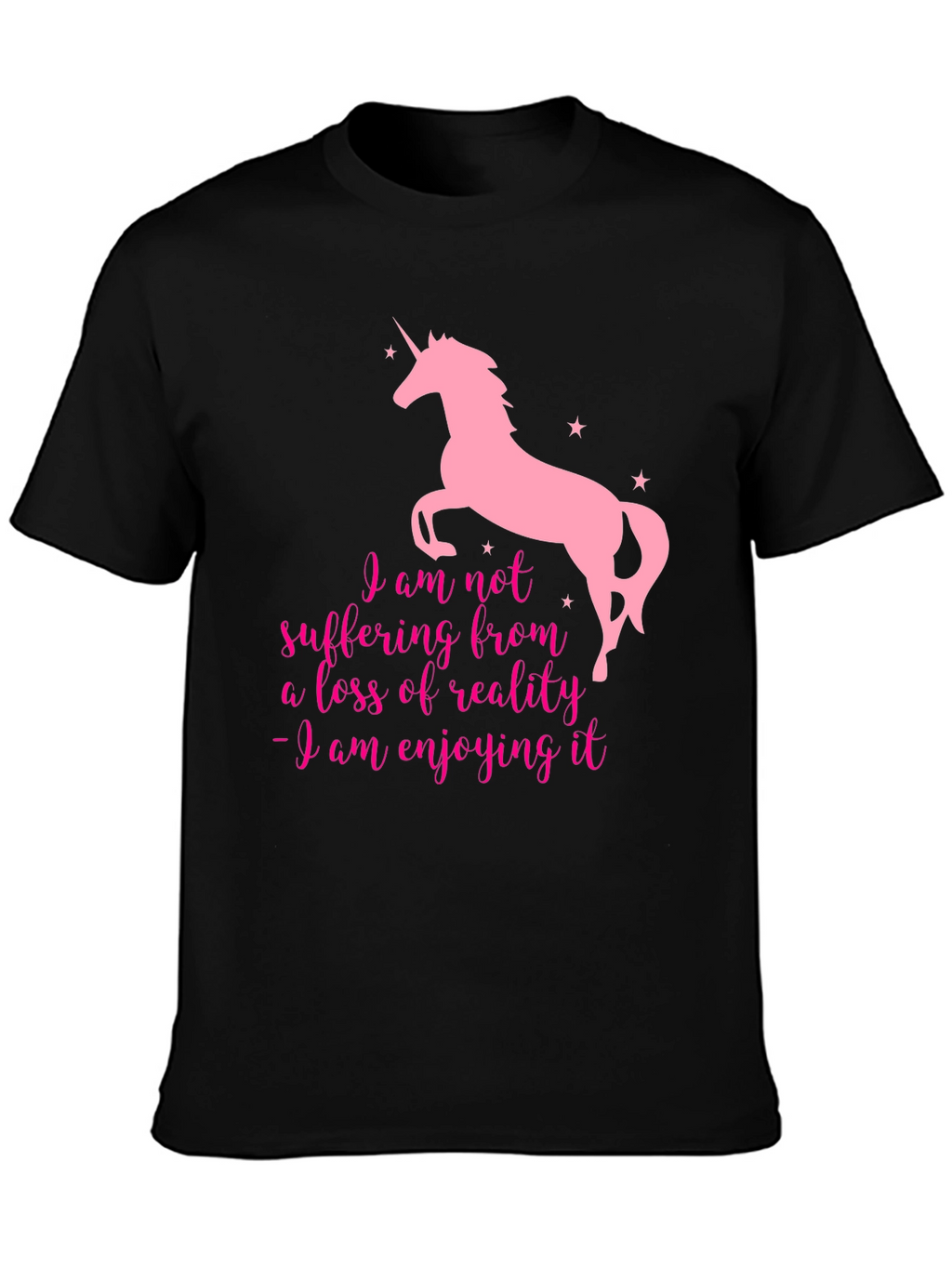 Unicorn Enjoying Reality Black T-Shirt
