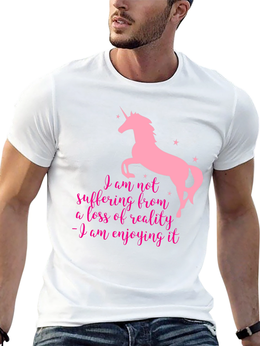 Unicorn Enjoying Reality Black T-Shirt