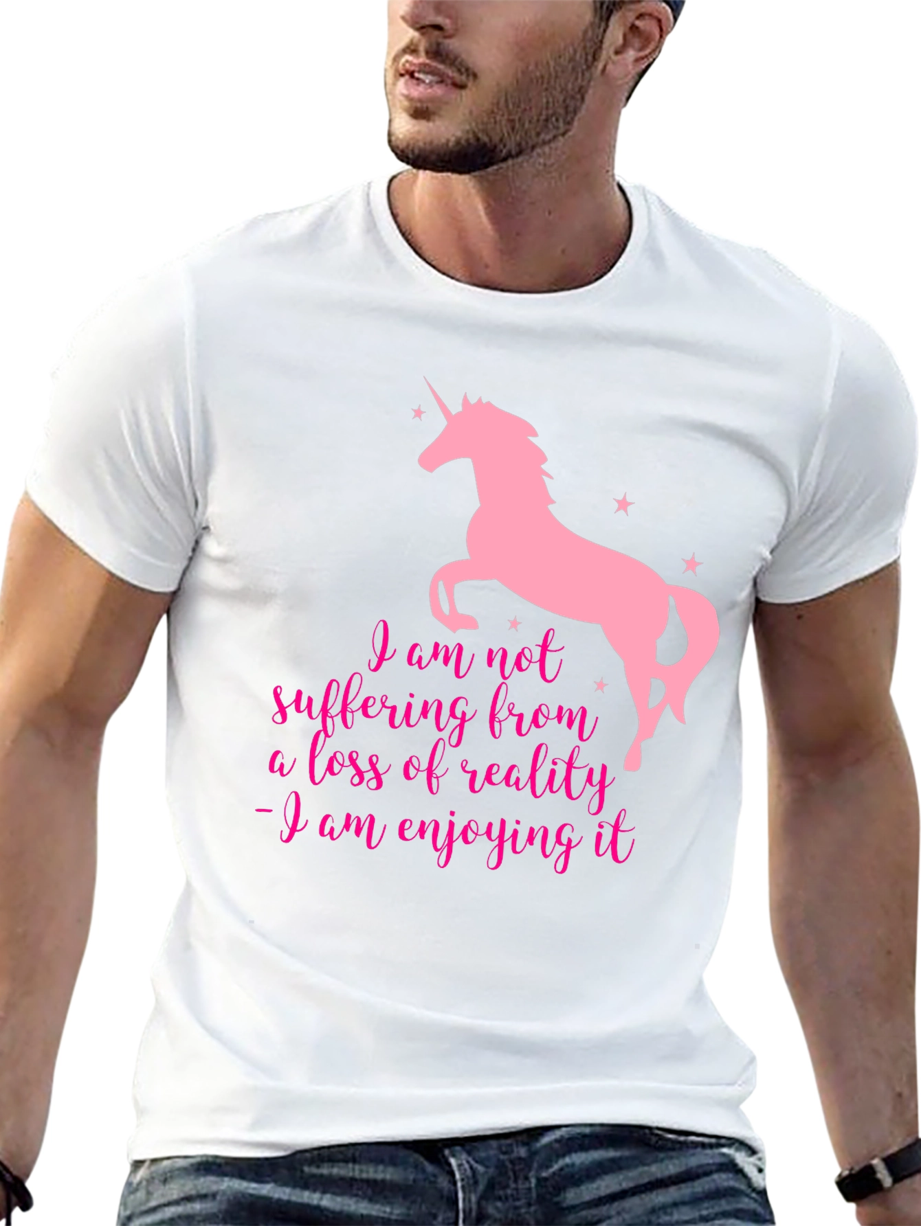 Unicorn Enjoying Reality Black T-Shirt