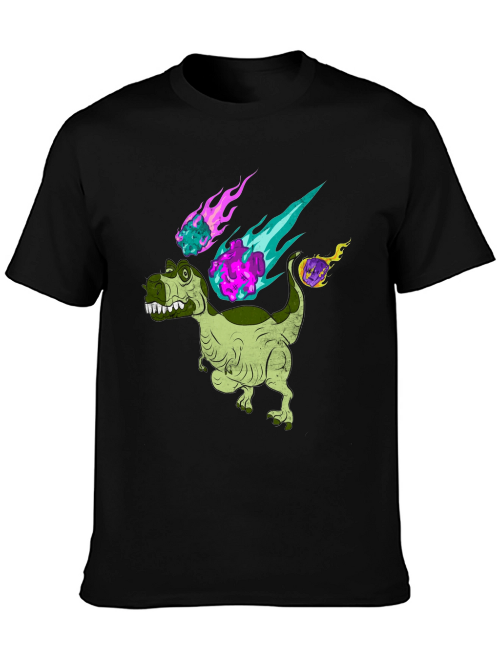 Dino Meteor T-Shirt - Black Cotton Graphic Tee