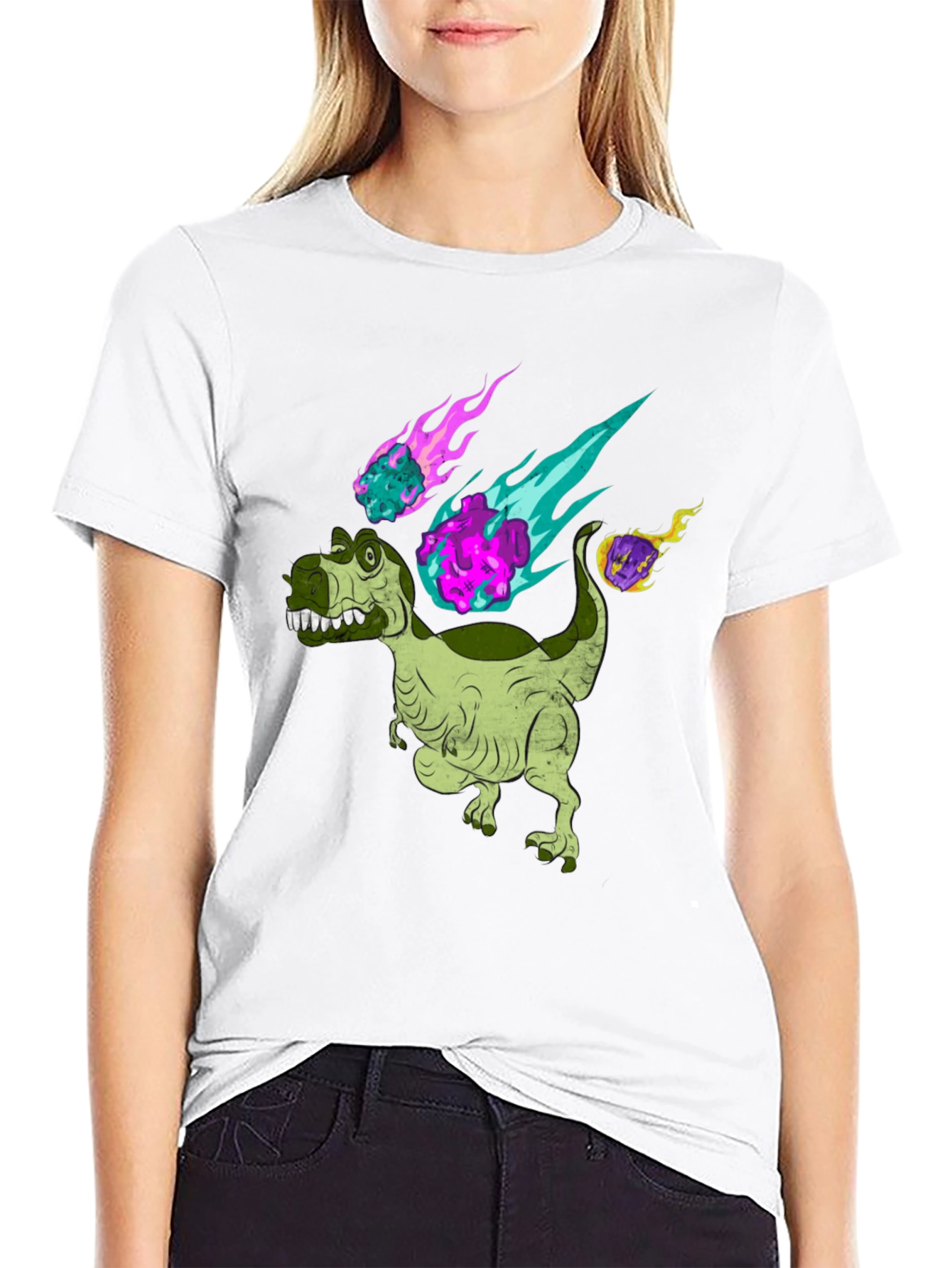 Dino Meteor T-Shirt - Black Cotton Graphic Tee