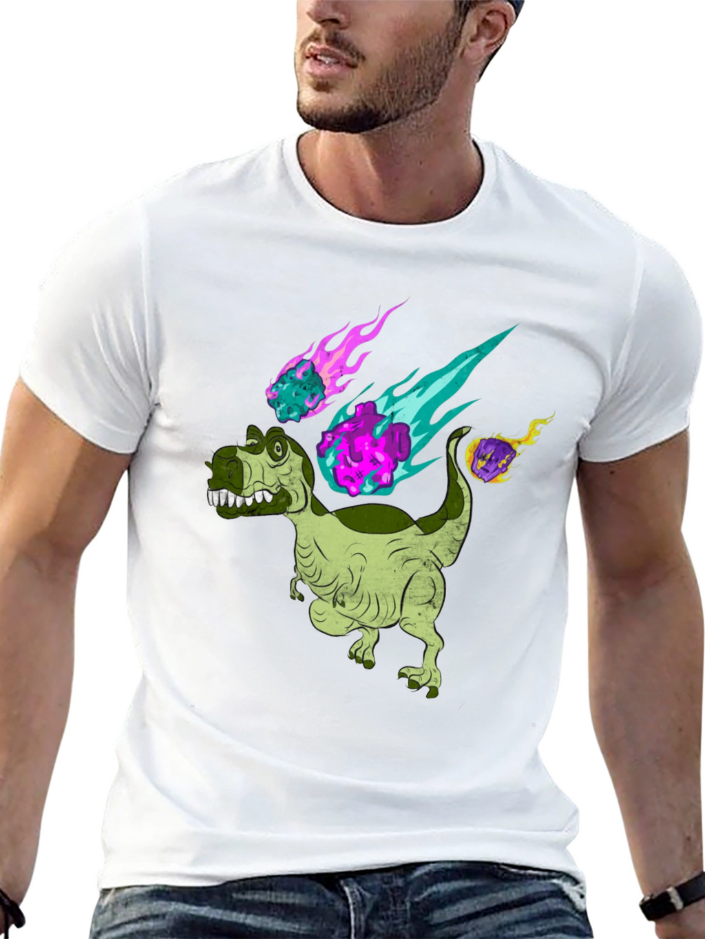 Dino Meteor T-Shirt - Black Cotton Graphic Tee