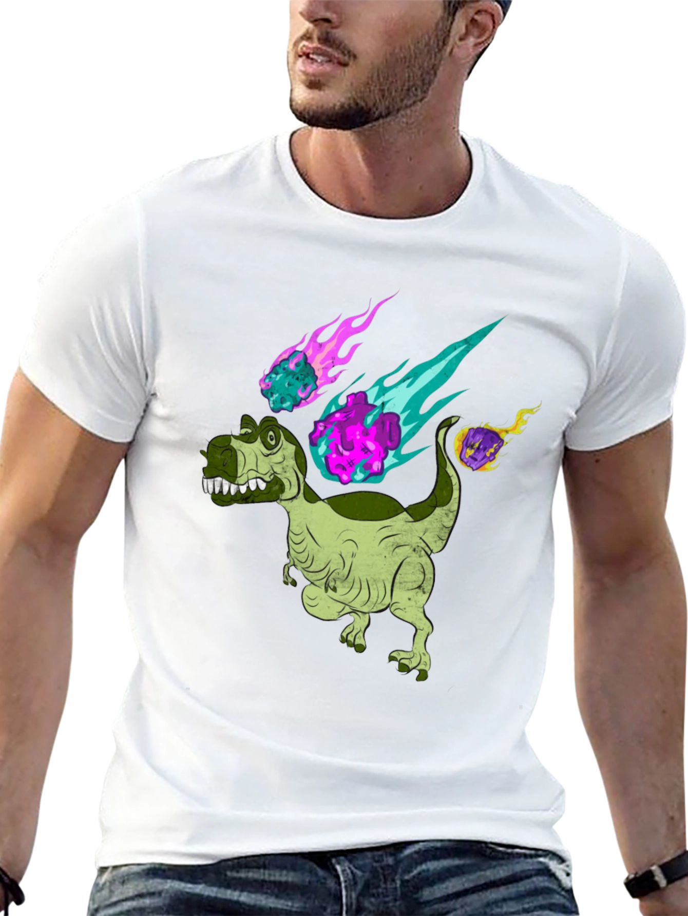 Dino Meteor T-Shirt - Black Cotton Graphic Tee