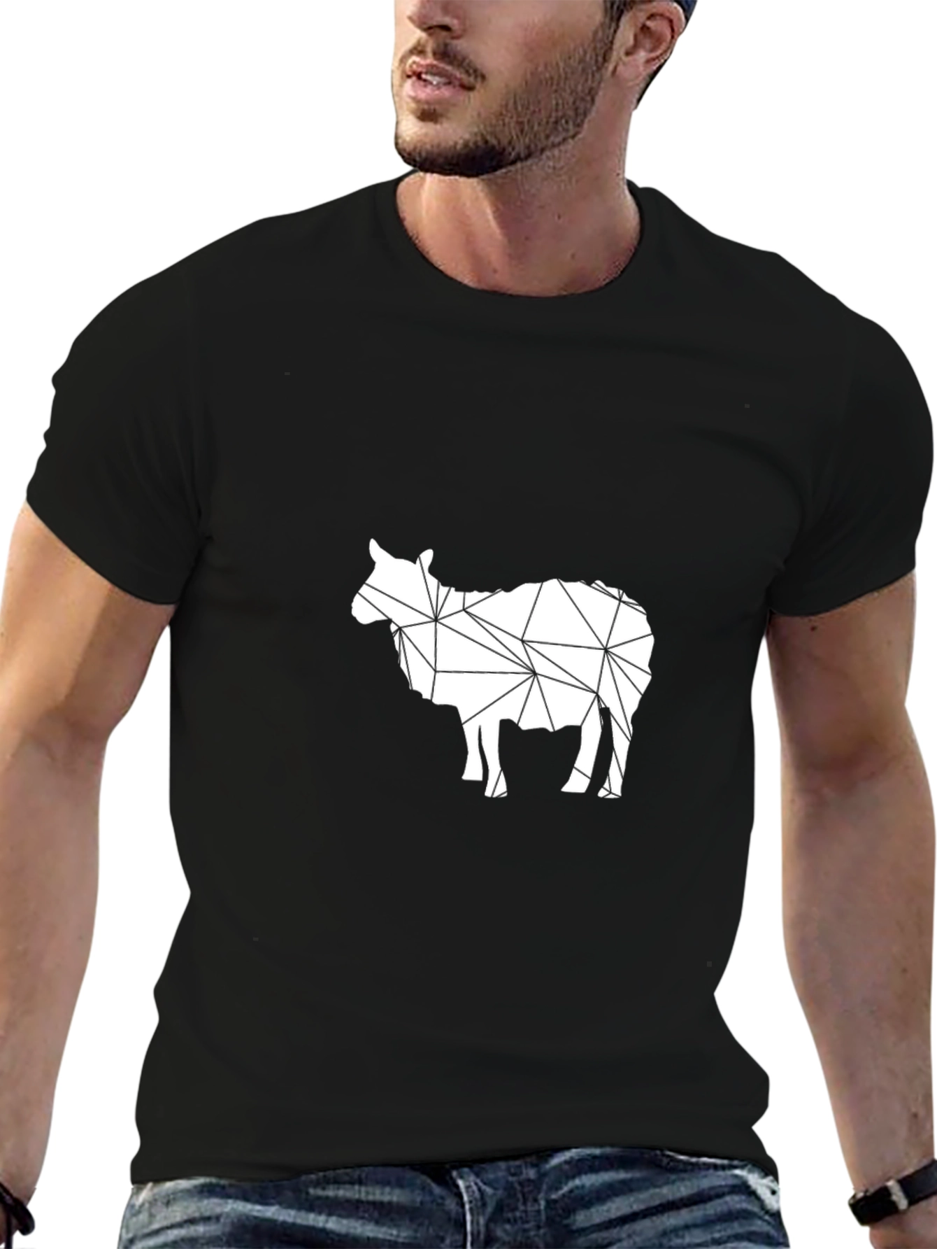Geometric Sheep Graphic Tee - Modern Animal Design