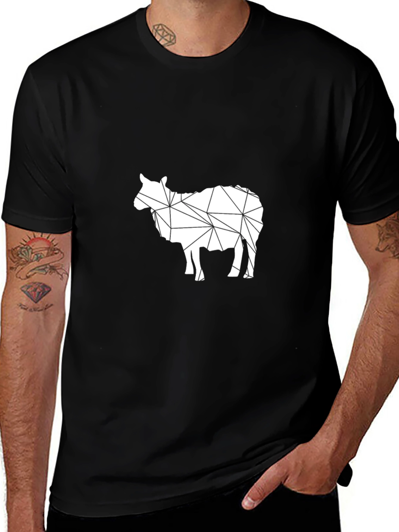 Geometric Sheep Graphic Tee - Modern Animal Design