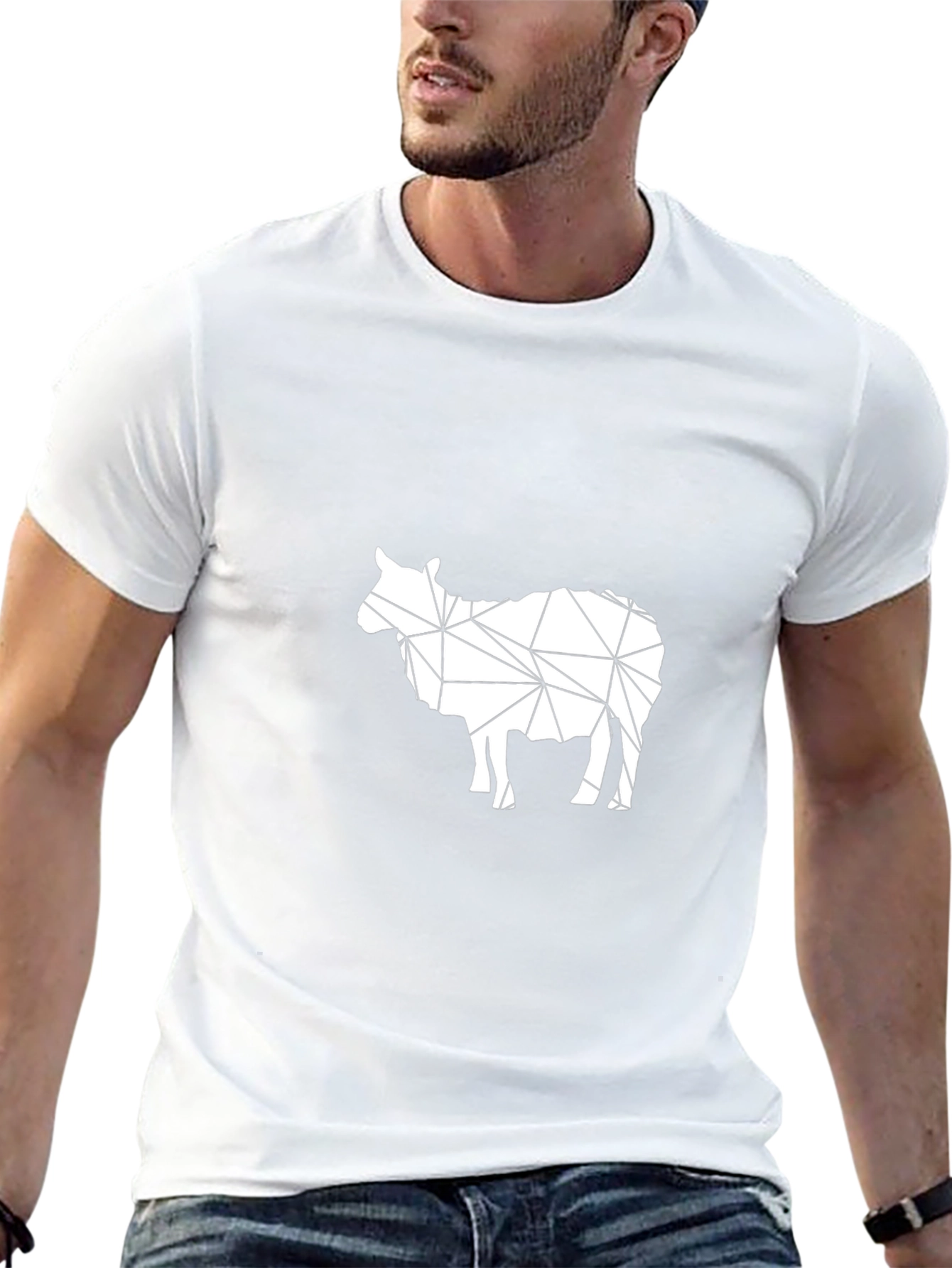 Geometric Sheep Graphic Tee - Modern Animal Design