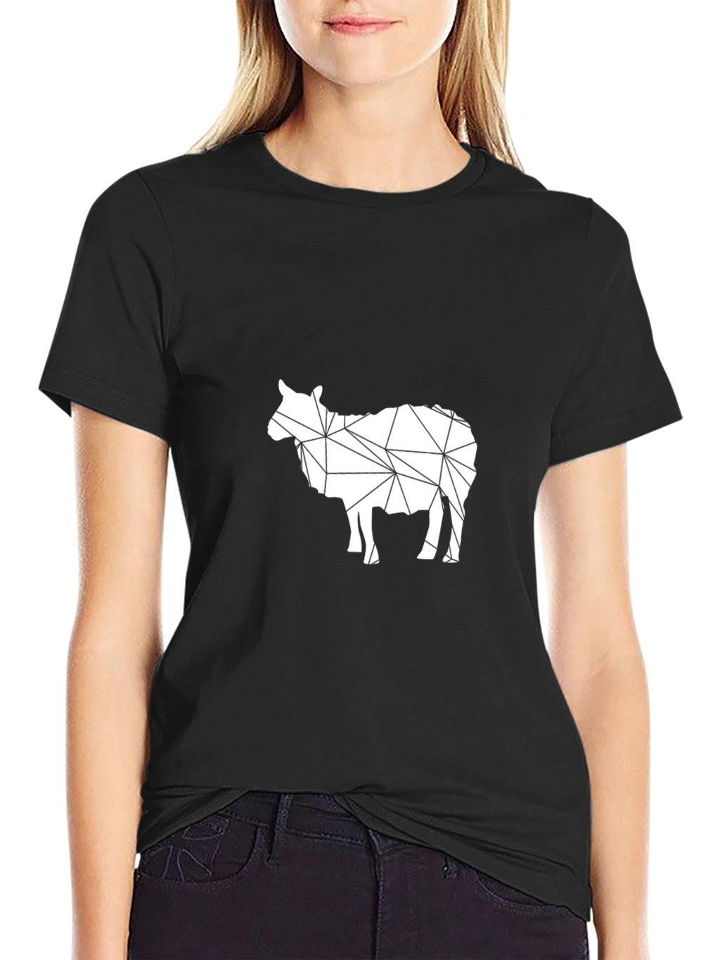 Geometric Sheep Graphic Tee - Modern Animal Design