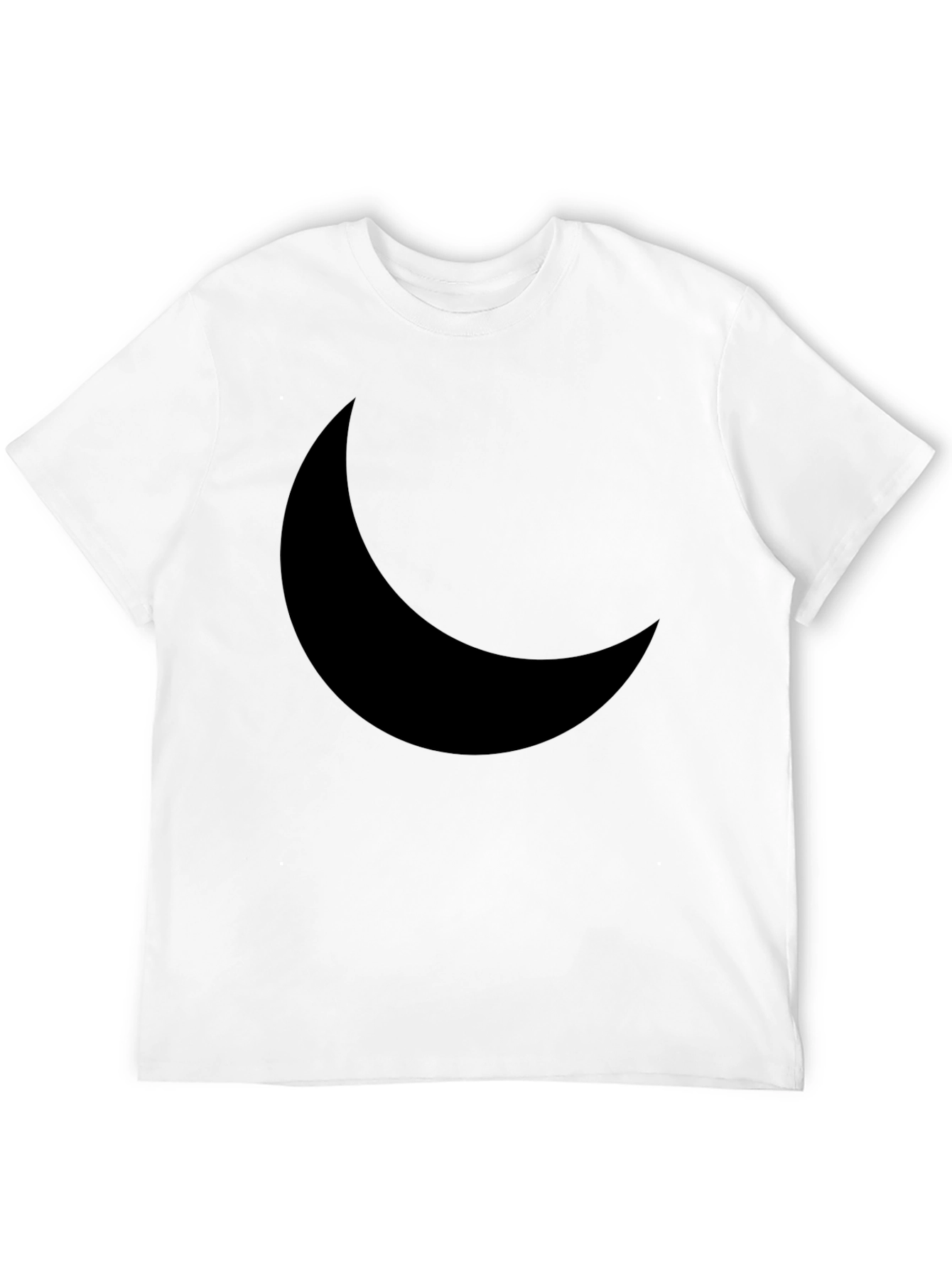 Crescent Moon Graphic Tee - Black Cotton Casual