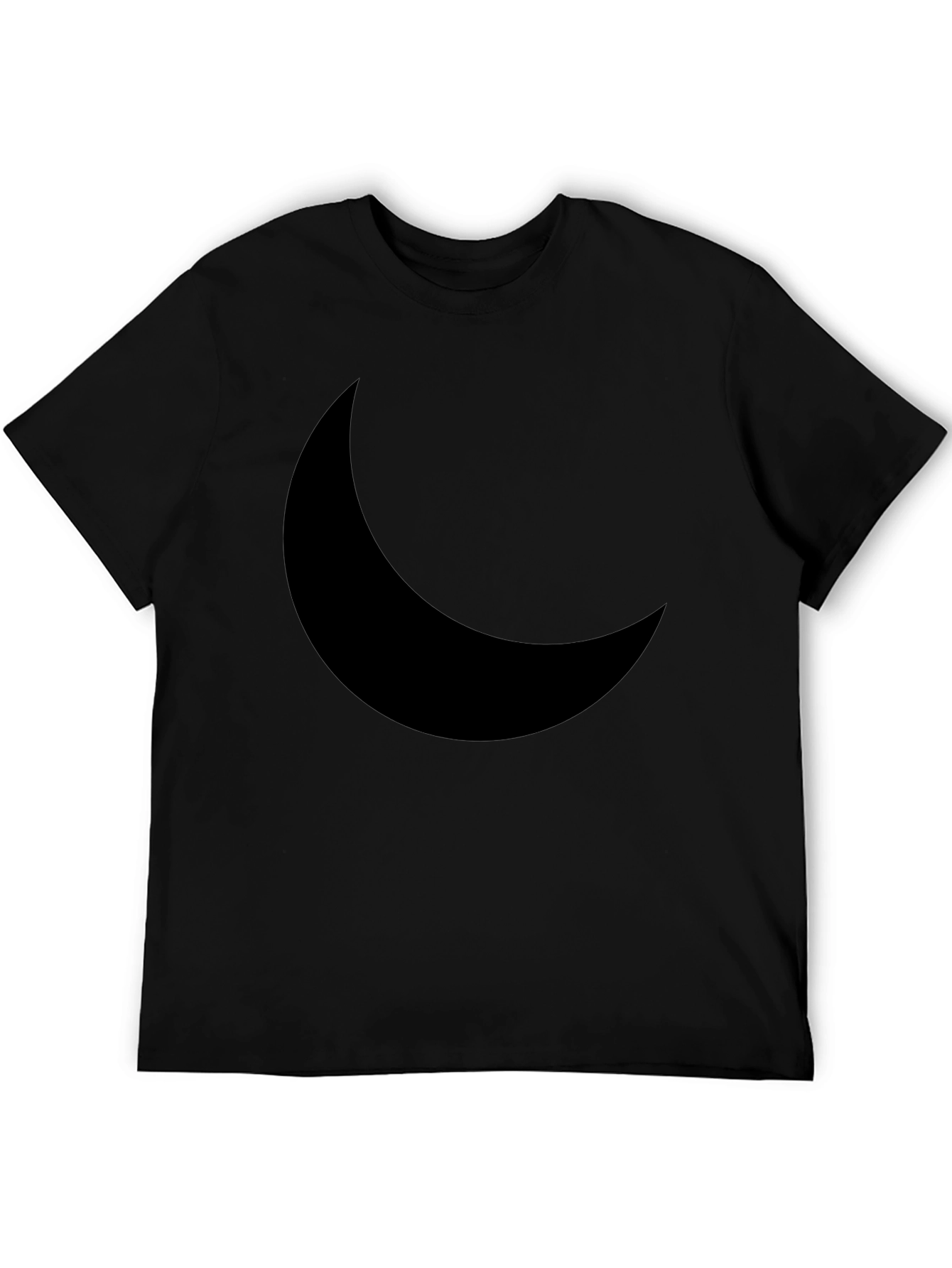 Crescent Moon Graphic Tee - Black Cotton Casual