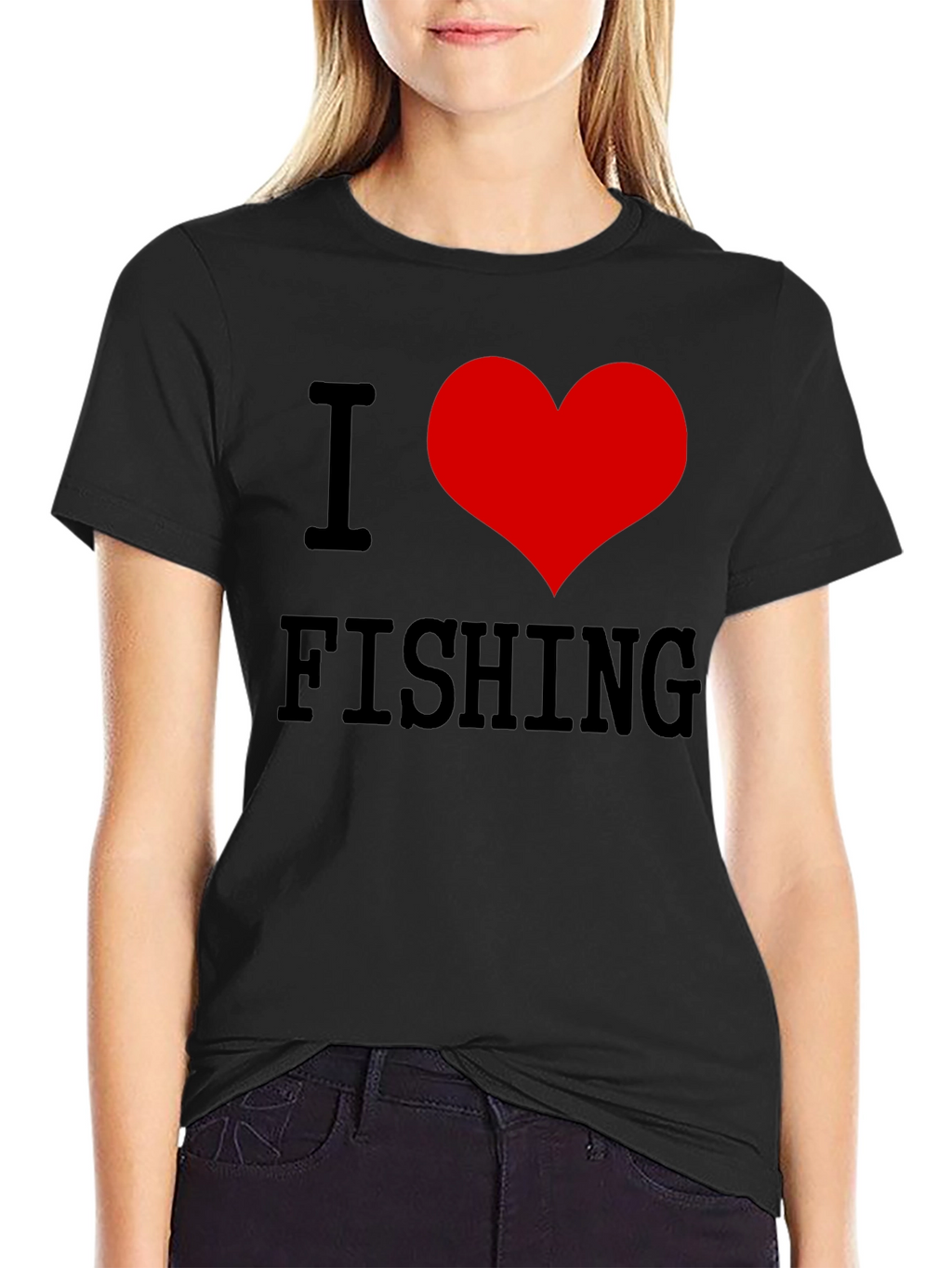 I Love Fishing T-Shirt - Black Cotton