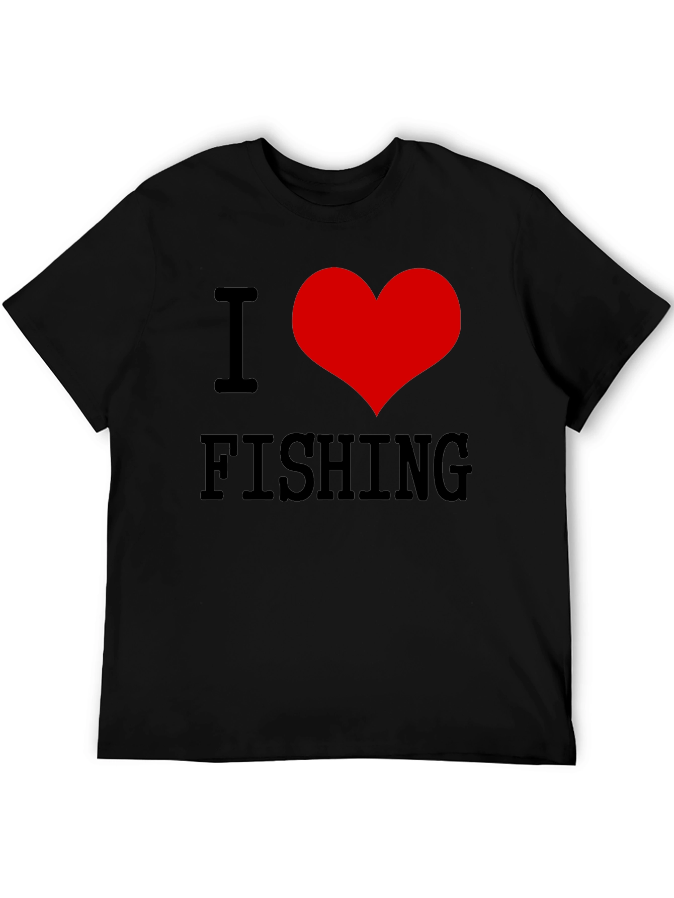 I Love Fishing T-Shirt - Black Cotton