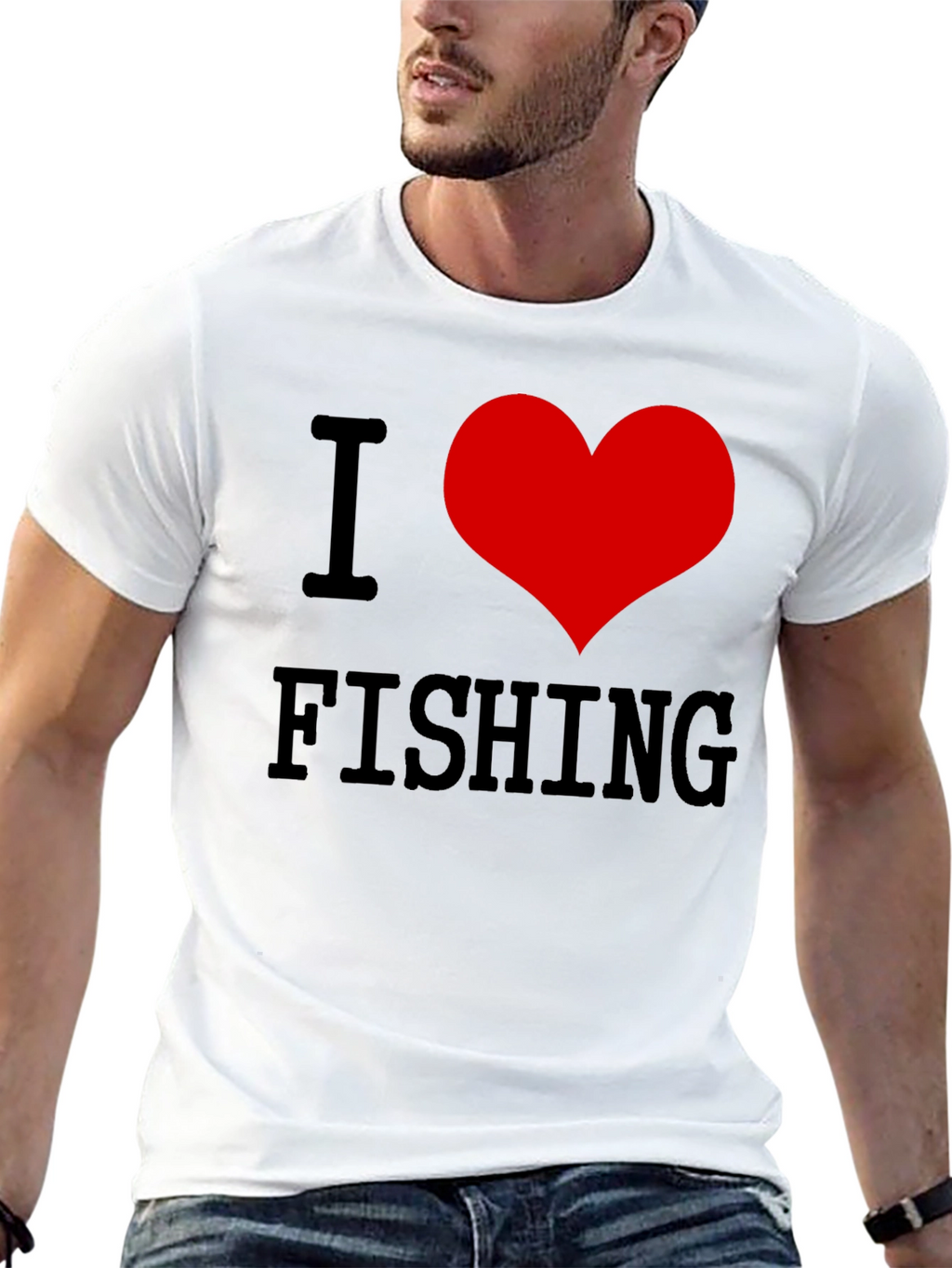 I Love Fishing T-Shirt - Black Cotton