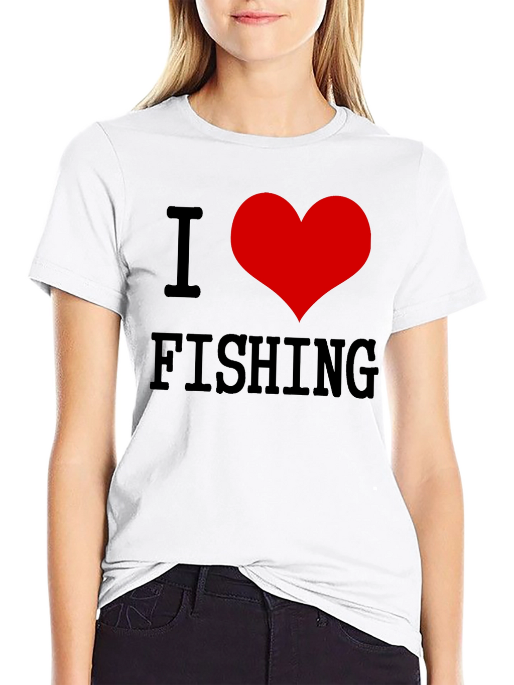 I Love Fishing T-Shirt - Black Cotton