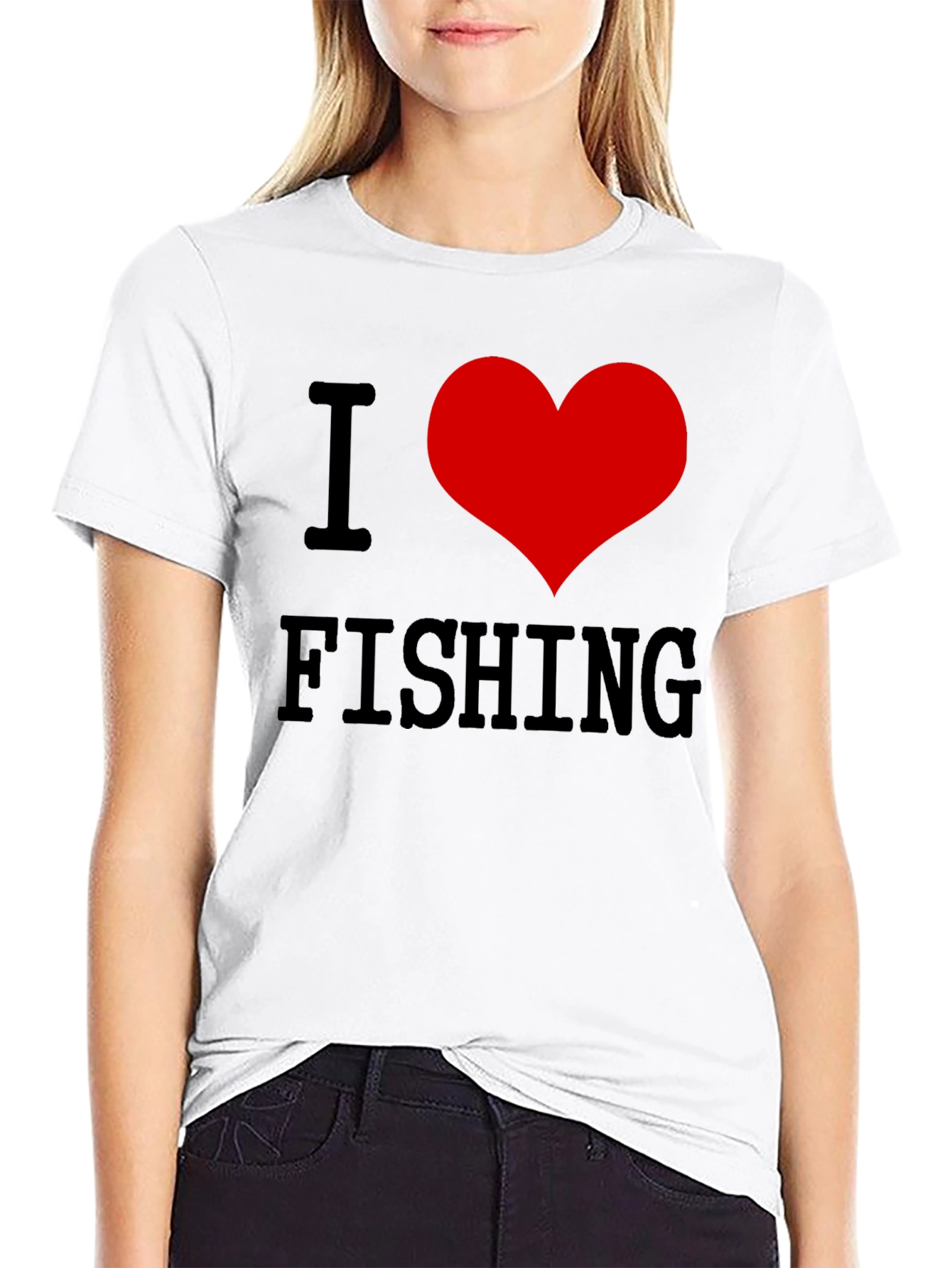 I Love Fishing T-Shirt - Black Cotton
