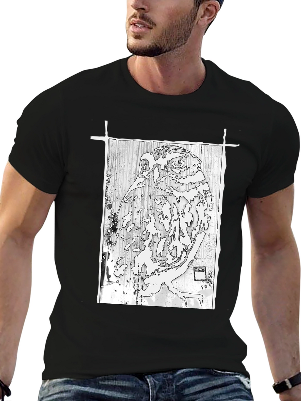 Abstract Owl Graphic Print Tee