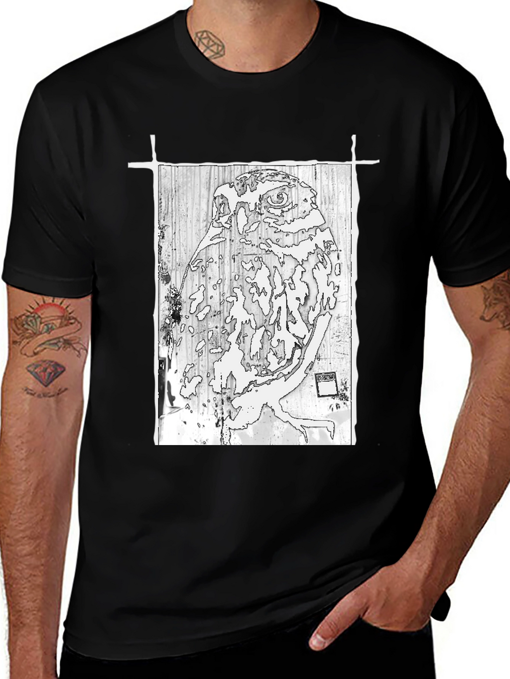 Abstract Owl Graphic Print Tee