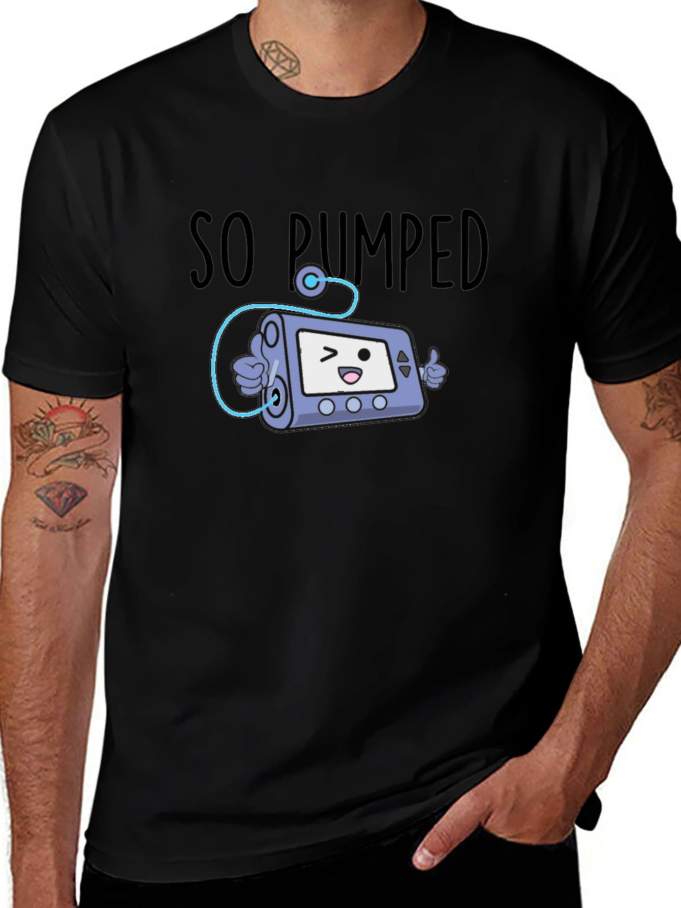 So Pumped Cartoon Insulin Pump Black T-Shirt