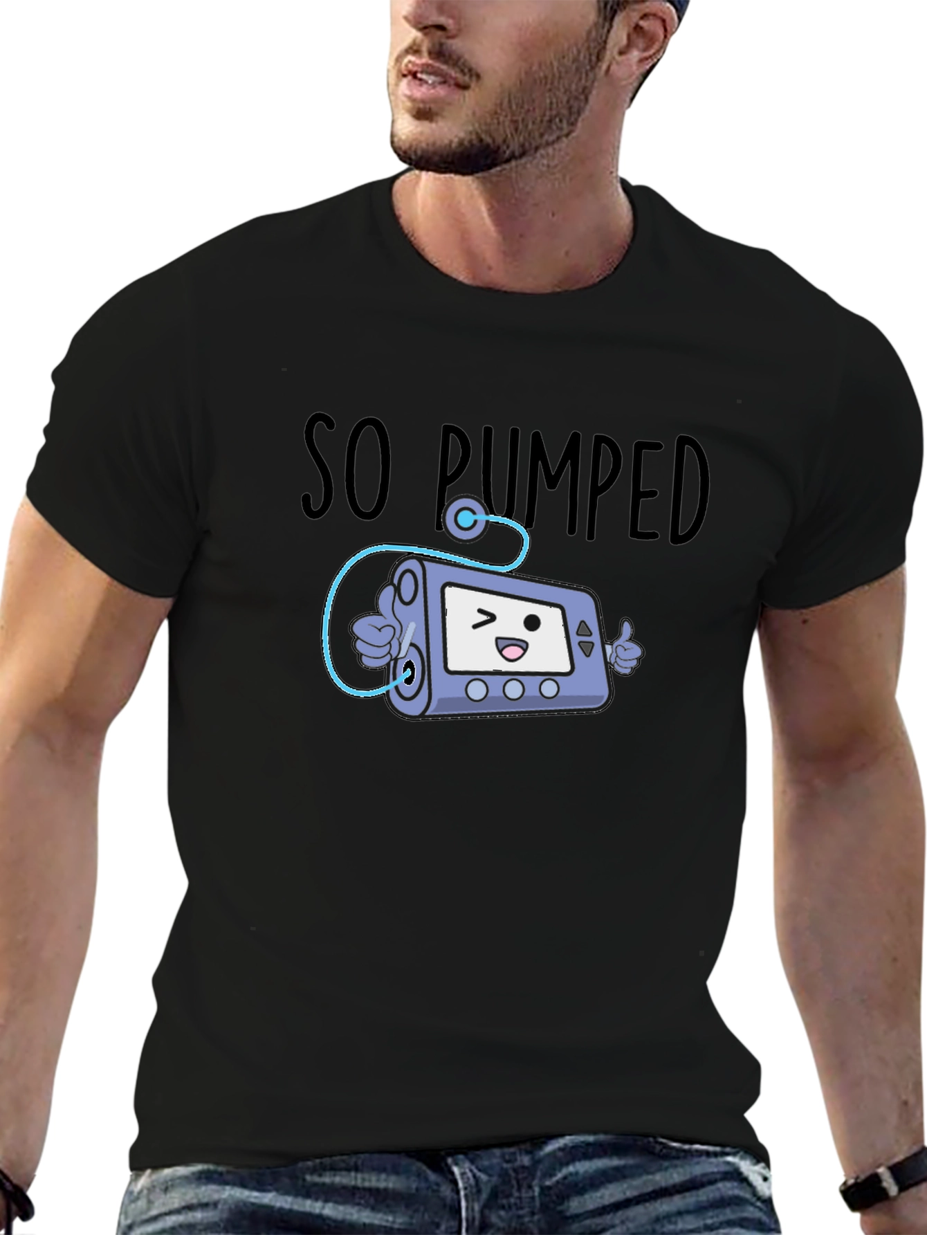 So Pumped Cartoon Insulin Pump Black T-Shirt