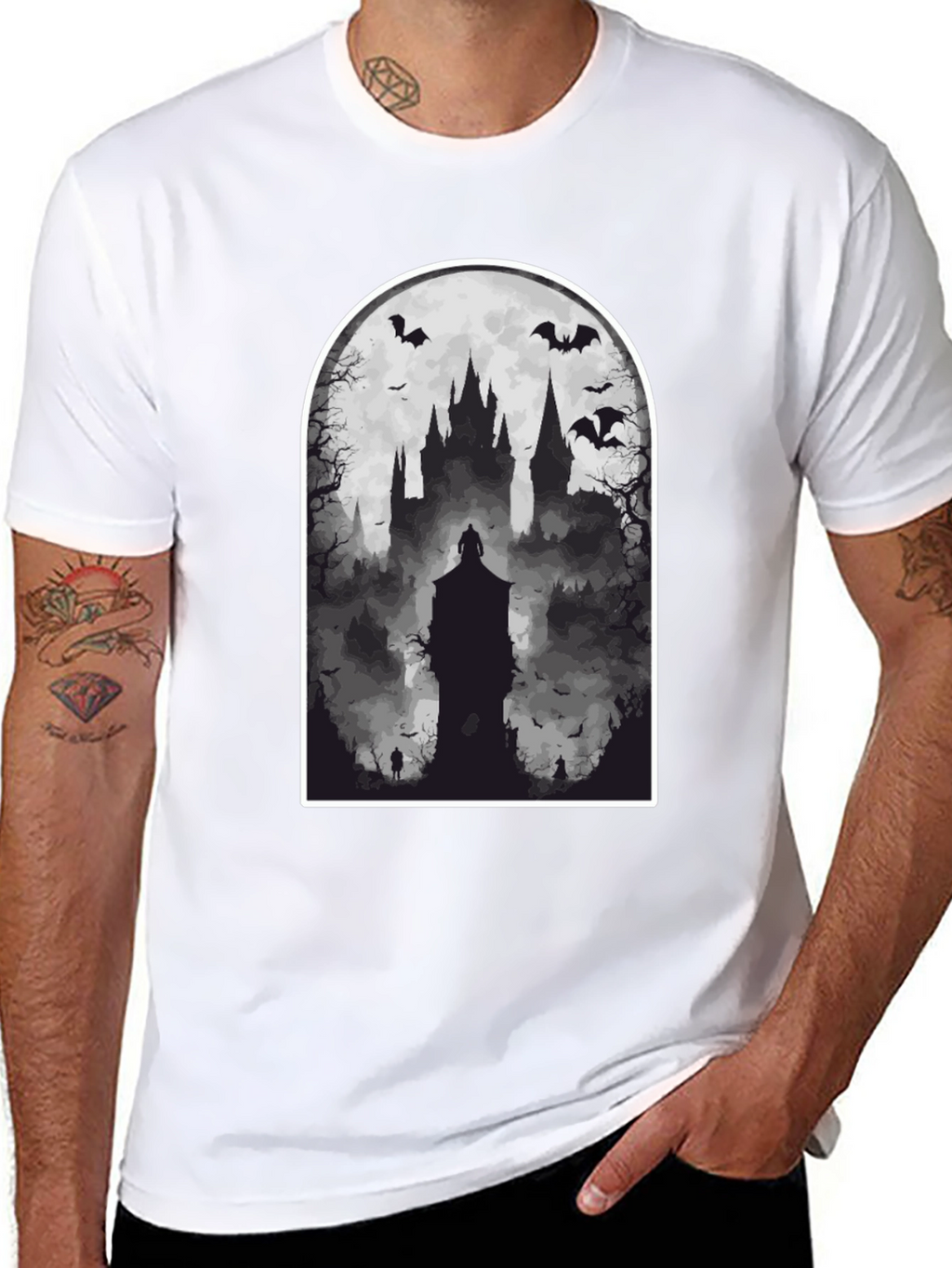 Spooky Castle T-Shirt - Gothic Halloween Tee
