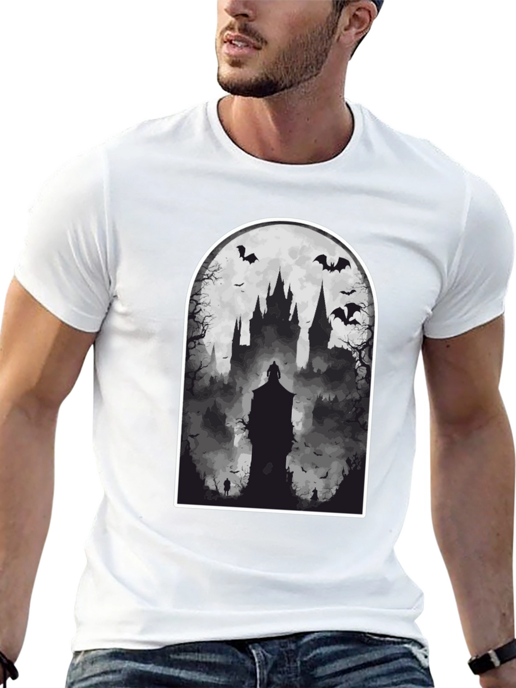 Spooky Castle T-Shirt - Gothic Halloween Tee
