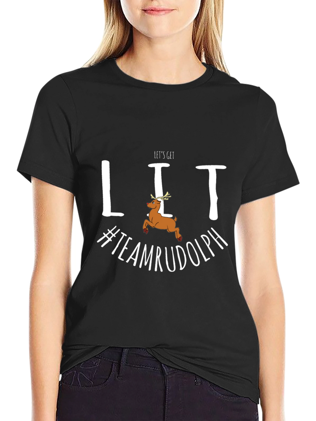 Lets Get Lit Team Rudolph Christmas Graphic Tee