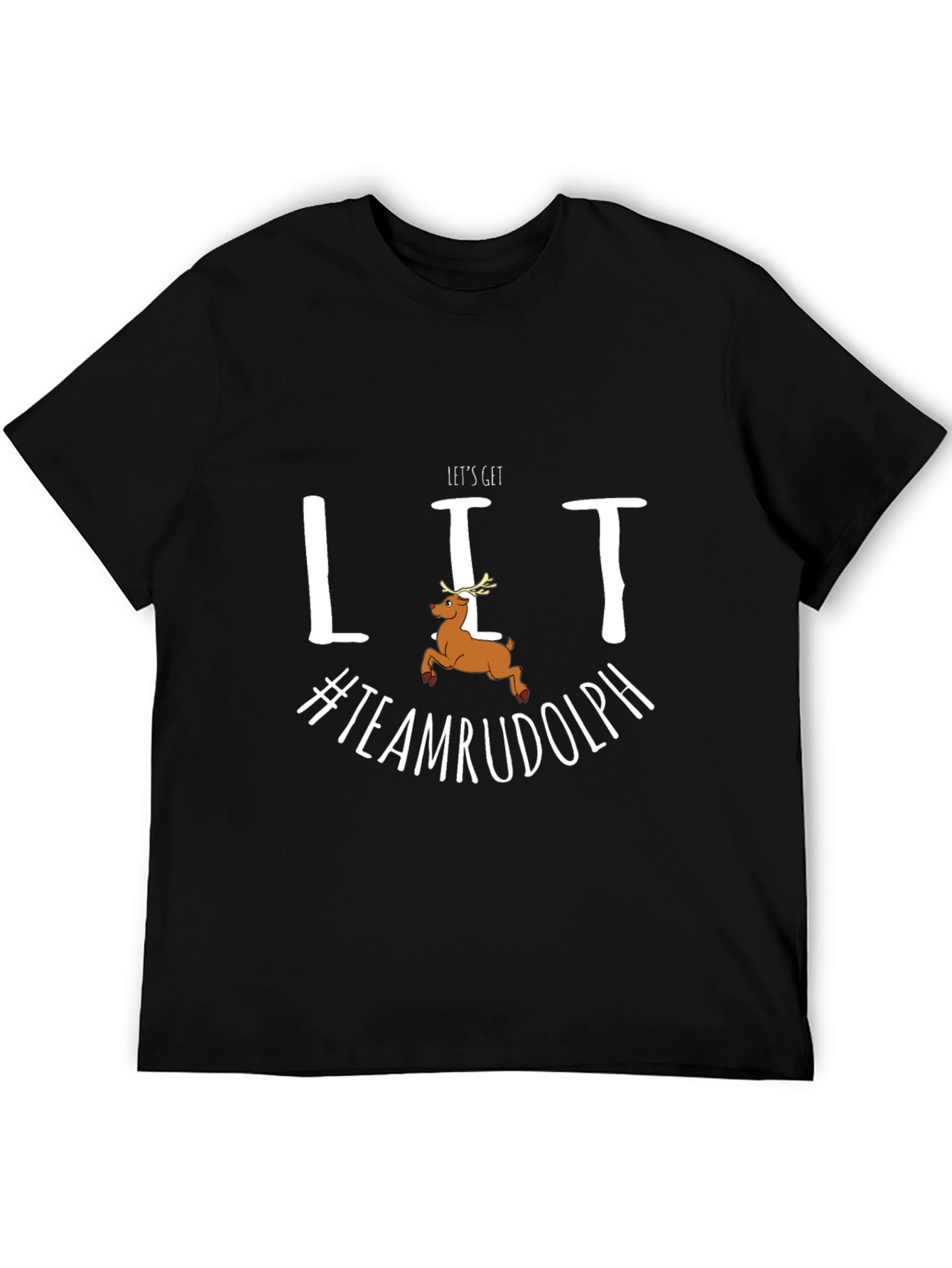 Lets Get Lit Team Rudolph Christmas Graphic Tee