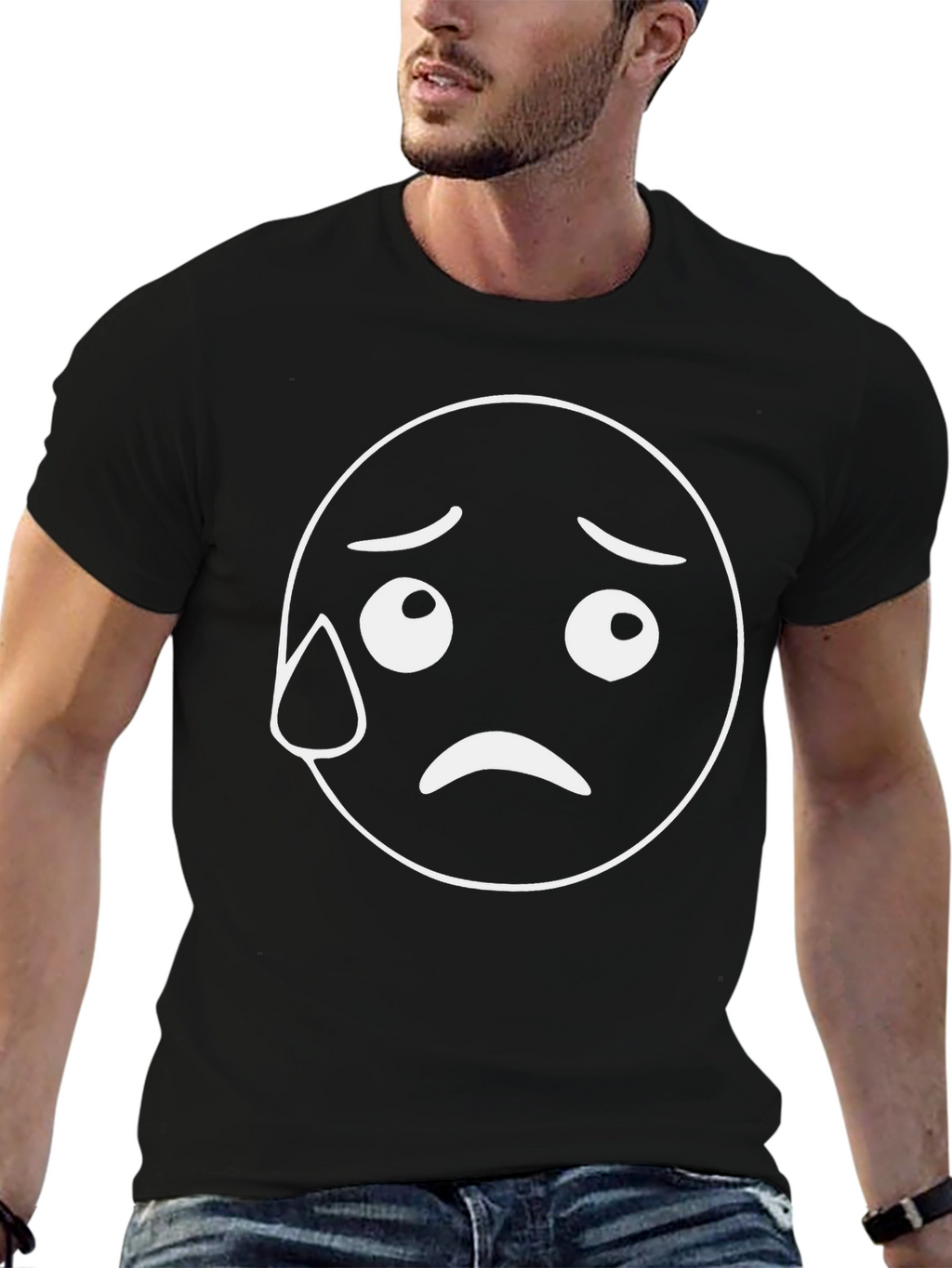 Sad Emoji T-Shirt - Black Graphic Tee