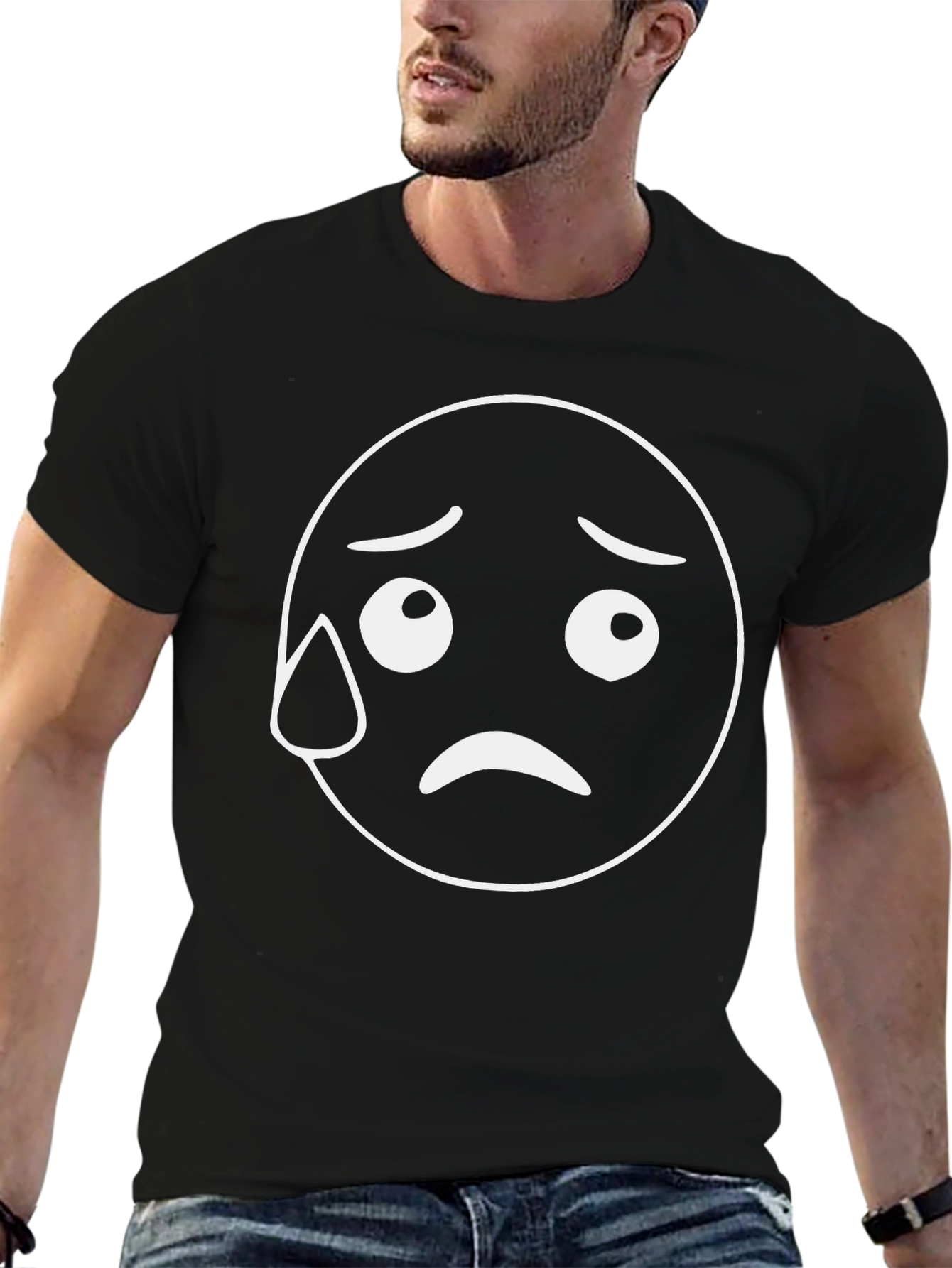 Sad Emoji T-Shirt - Black Graphic Tee