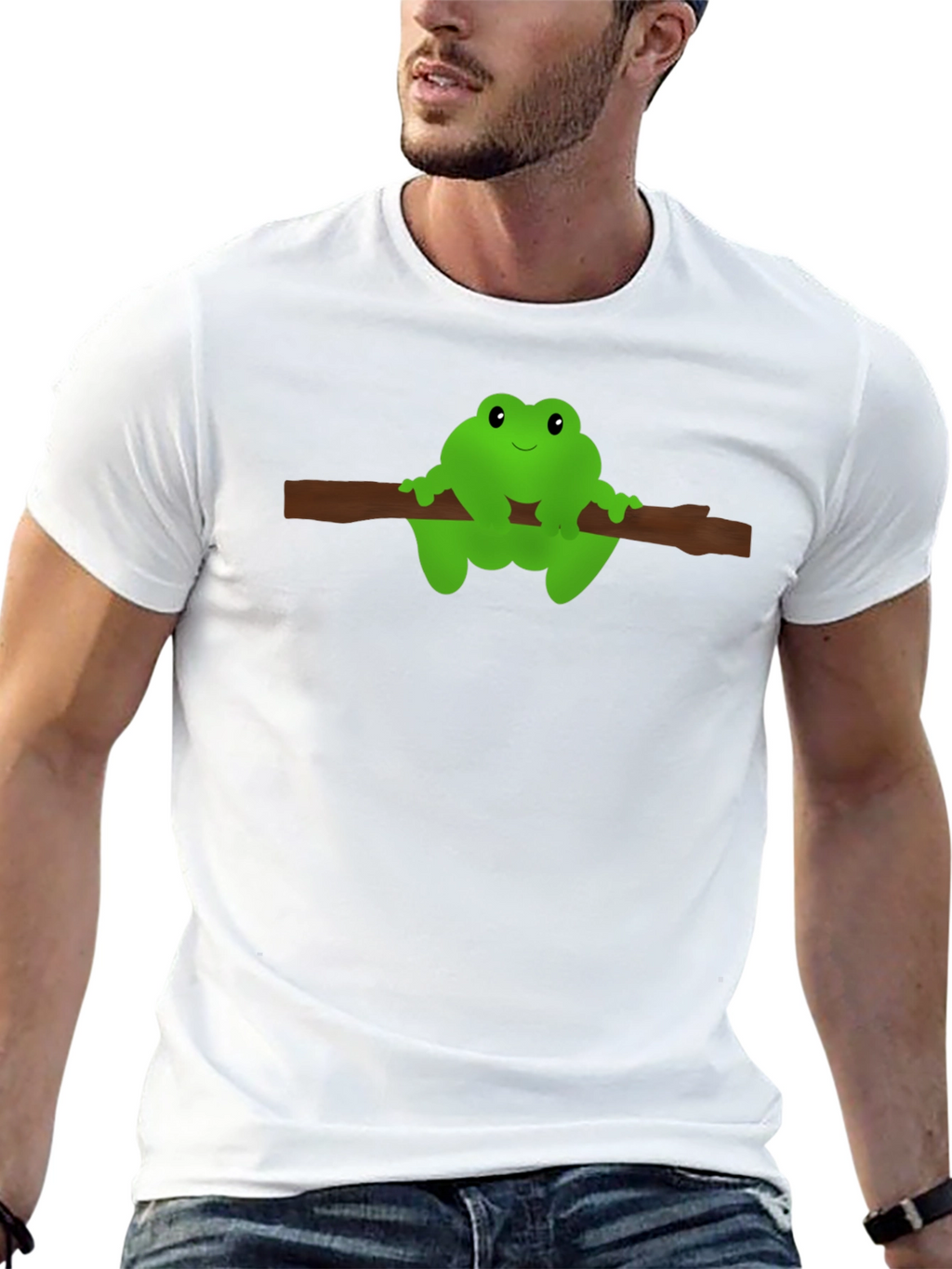 Frog On Branch Graphic Tee - Black