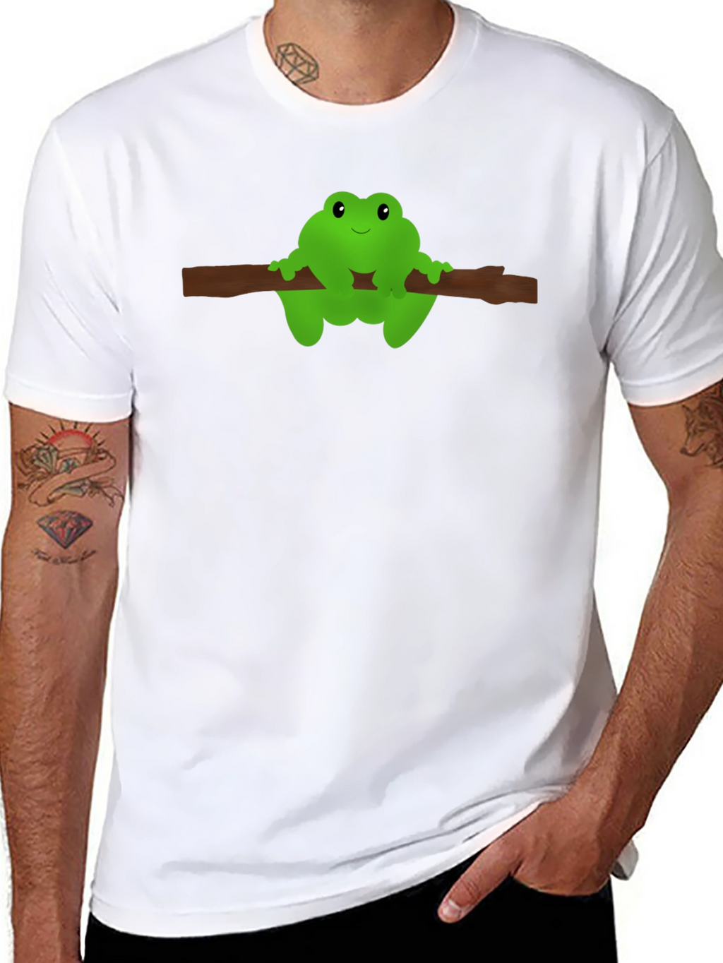 Frog On Branch Graphic Tee - Black